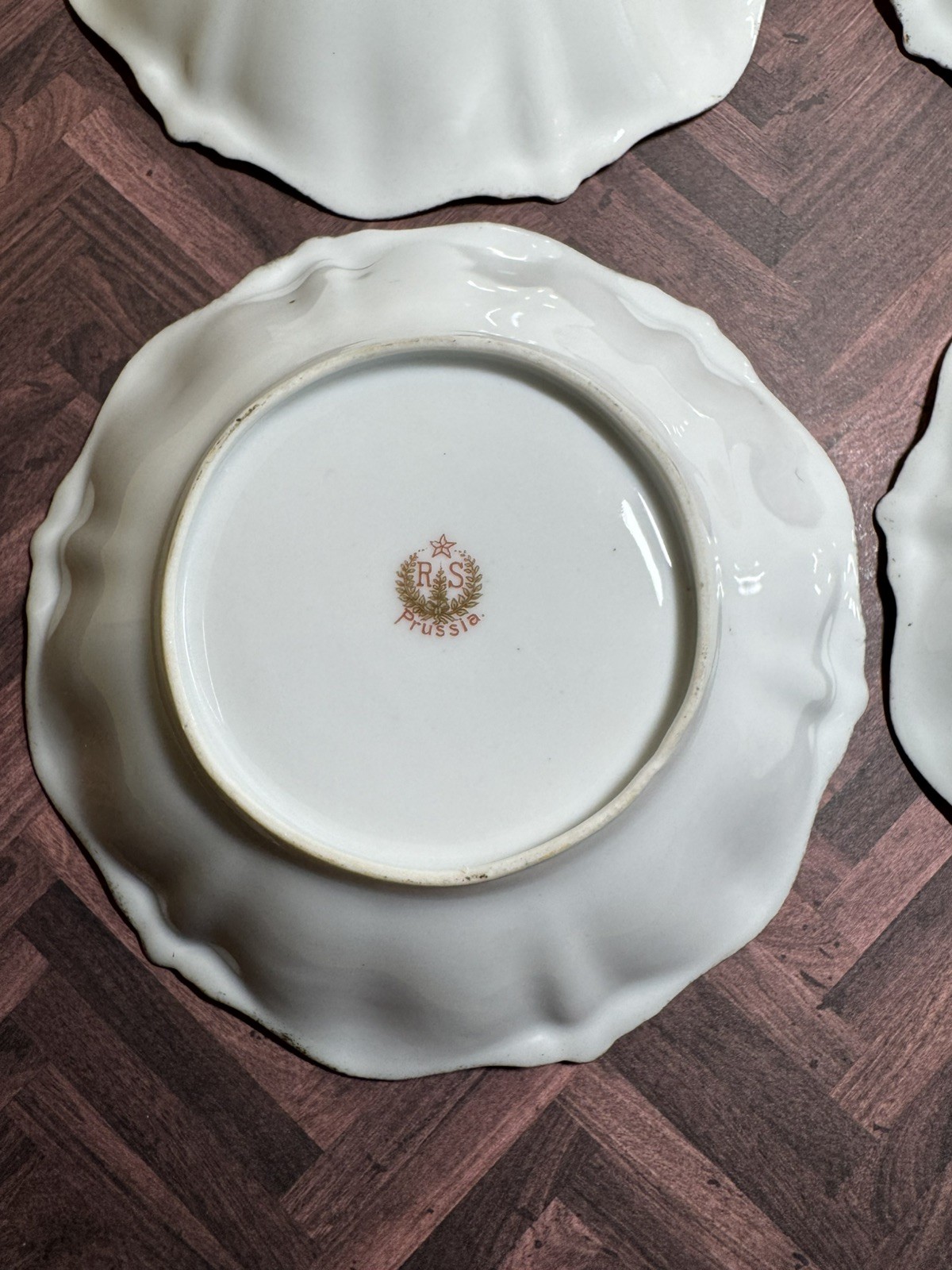 RS Prussia Floral Berry Bowls Set 4 PCS Scalloped Hand Painted