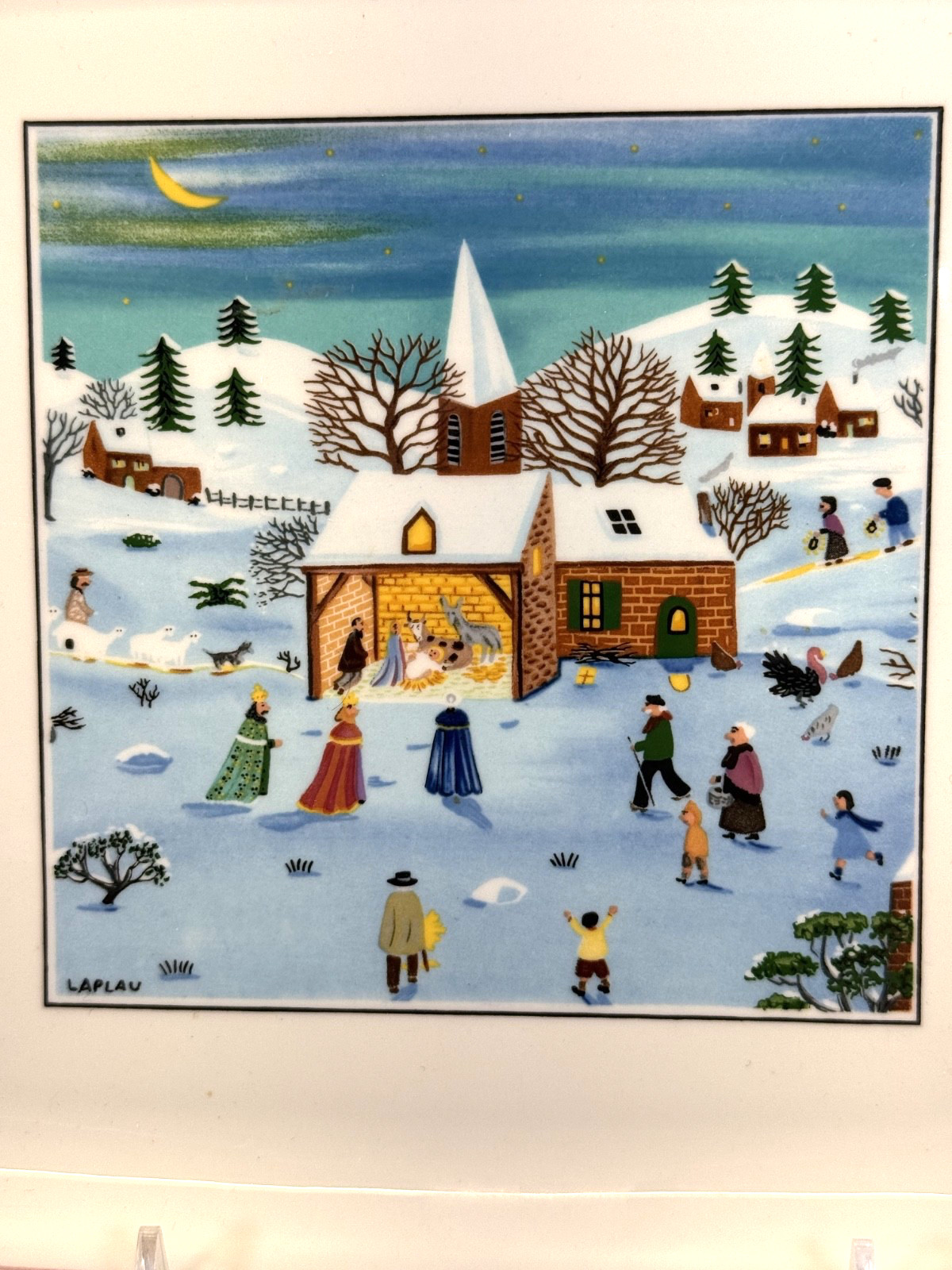 Villeroy & Boch Naif Christmas 8″ Square Handle Snack/Cake Plate Gerard Laplau