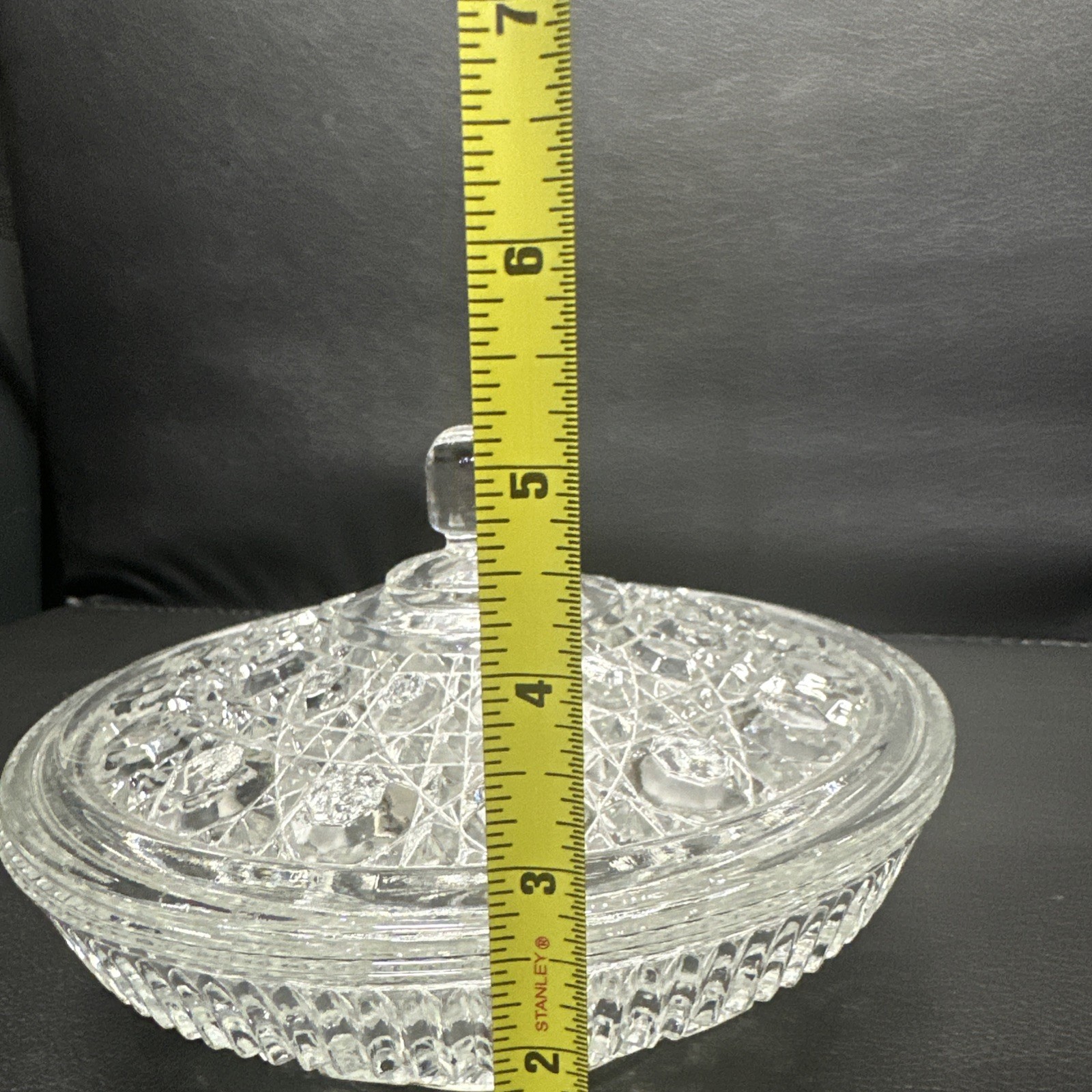 Vintage Windsor Button and Cane Pressed Indiana Glass Clear Covered Candy Dish