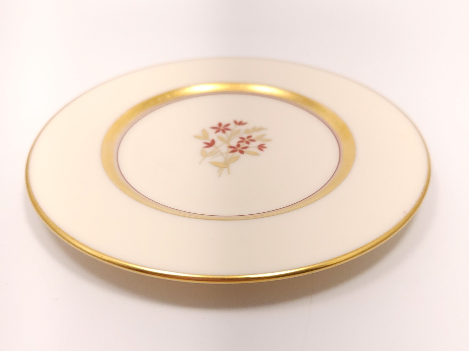 Lenox Nydia Bread and Butter Plate 6.25in Ivory Rust Gold Flowers ca 1940