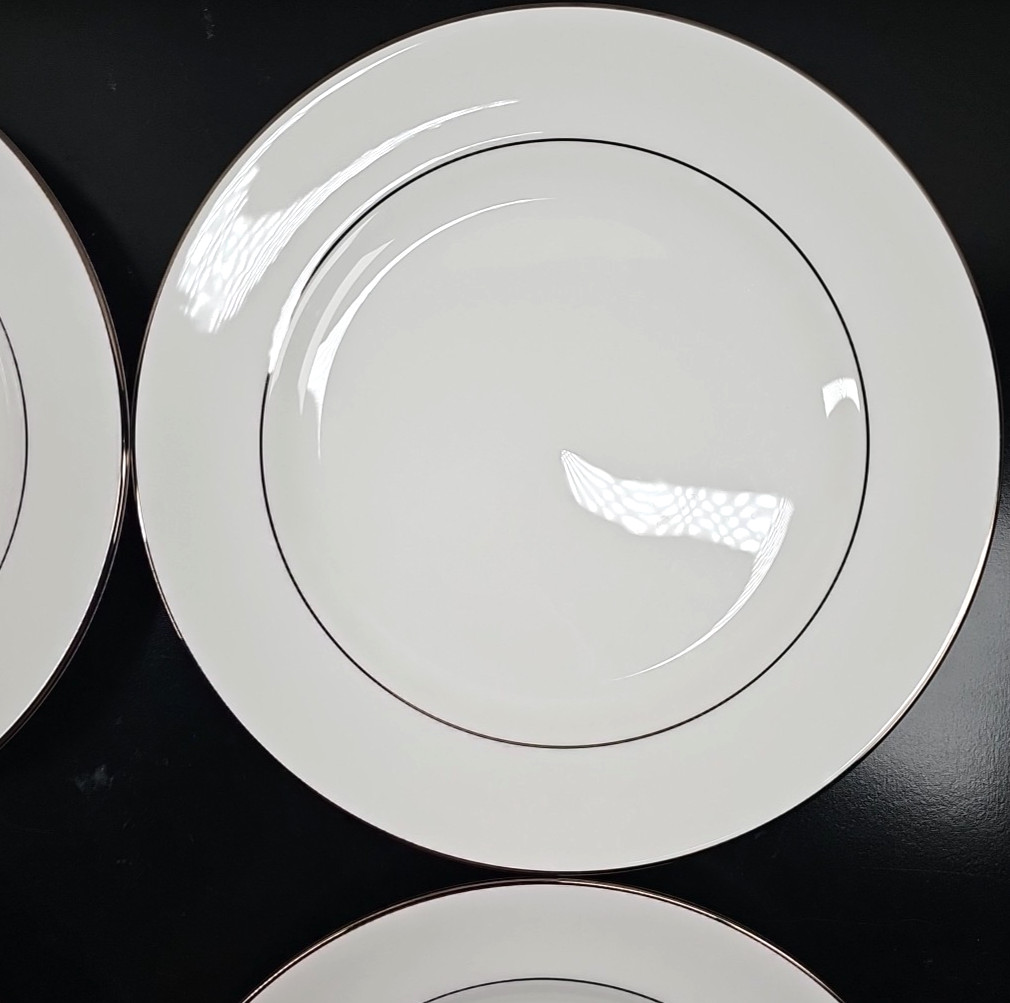 4 Lenox Continental Dining Platinum Dinner Plates Set Elegant Serving Dishes Lot