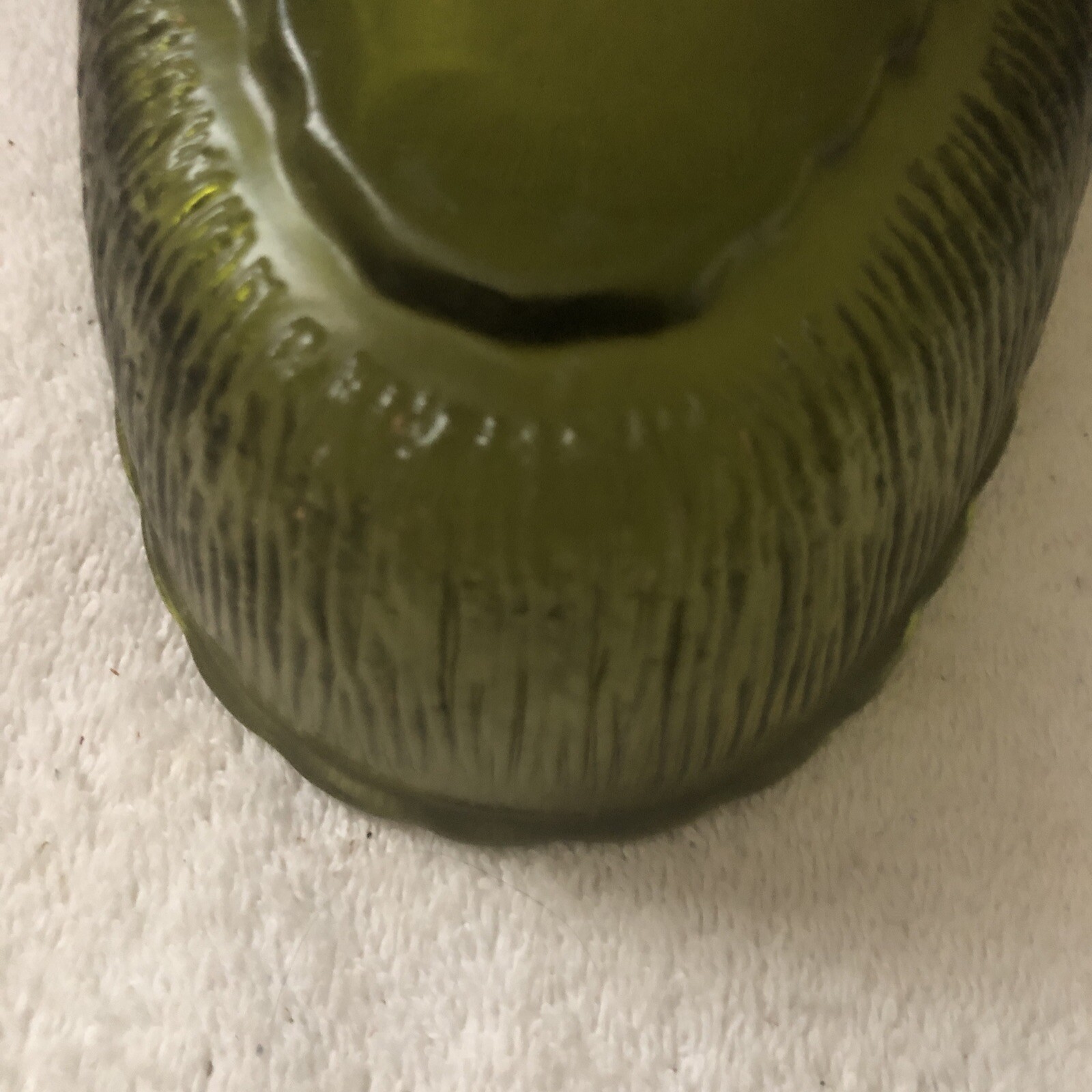Oval Serve Dish Planter Bark Pattern 9.25×5.25×2.2 FTD 1975 Avocado Green Glass
