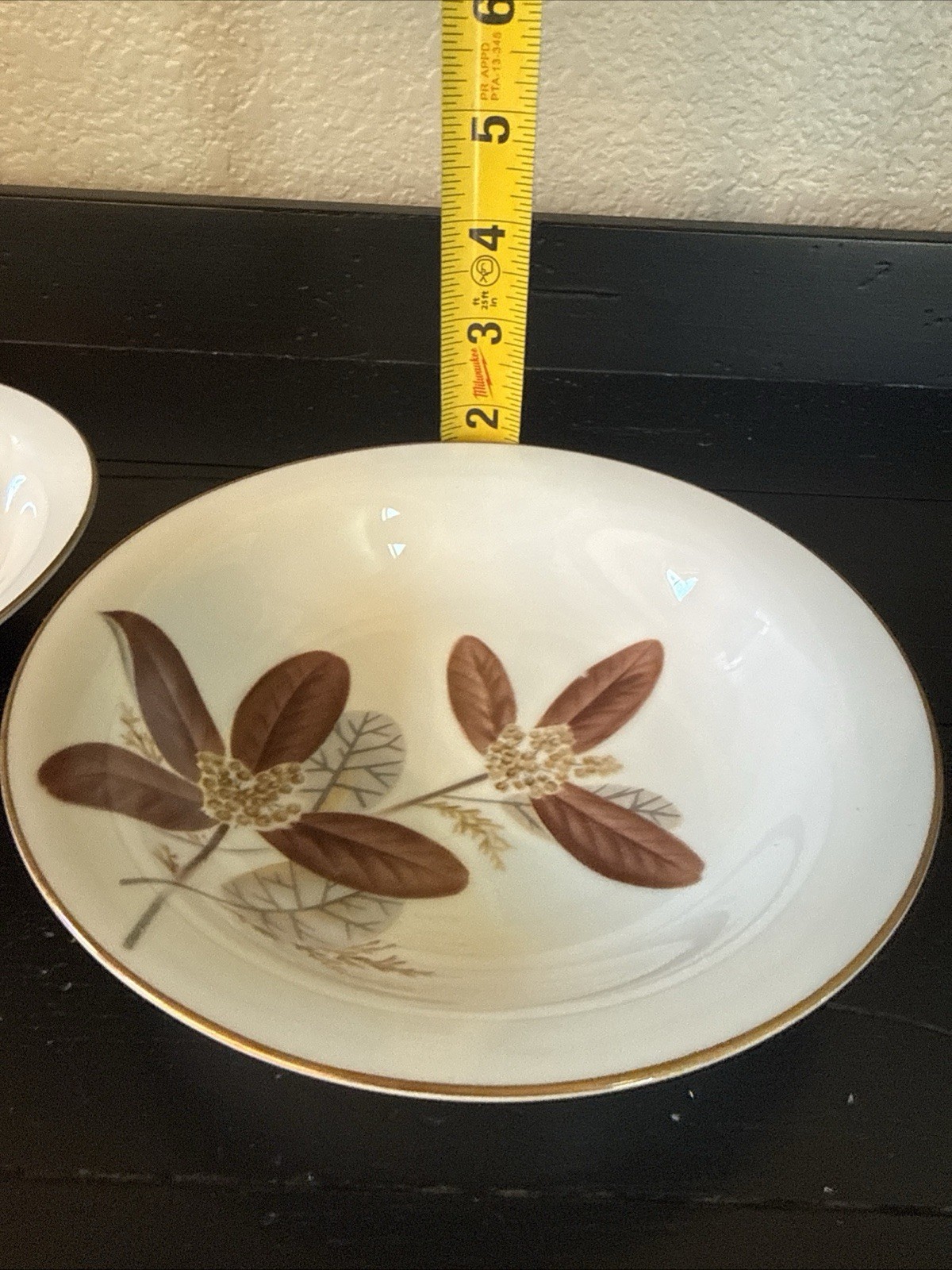 Vintage Set Of 2 Noritake Nuana Soup Cereal Bowls Brown & Gray Leaves 7.5” 1950s