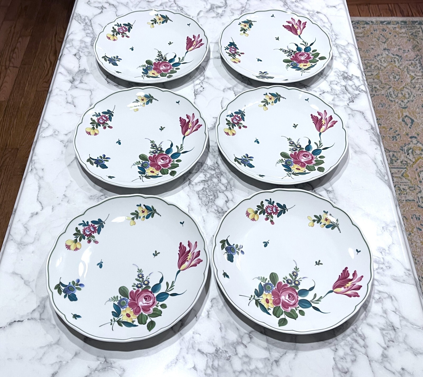 6 Hutschenreuther Engadin Maria Theresa Hotel 9 1/2″ Plates Germany Scarce EC!