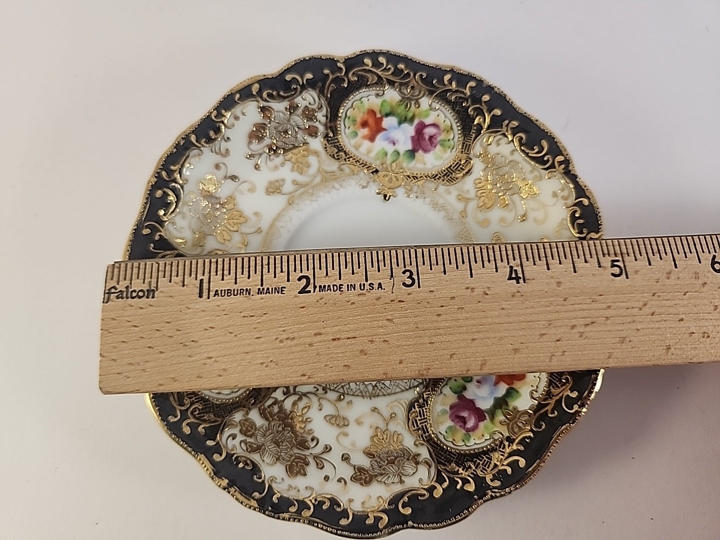 Vintage Chubu China Saucer Made in Occupied Japan Hand-Painted Gold Gilt Moriage