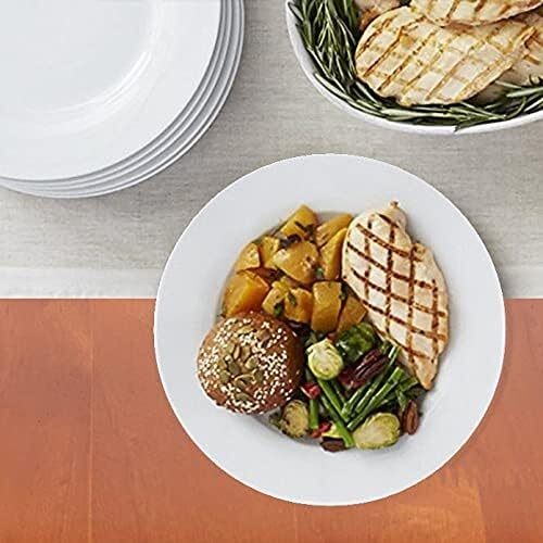 6-Piece White Dinner Plate Set, 10.5 inches inches,