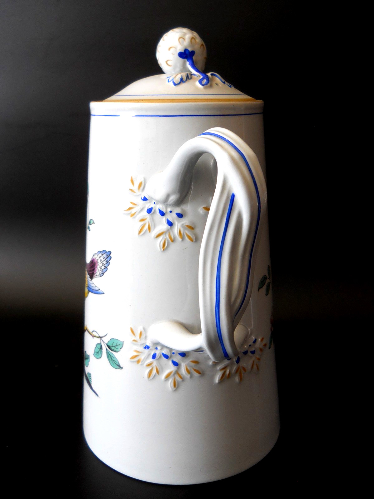 Spode *Queen’s Bird* Y4973 Blue Gray Body Coffee Pot 8 3/4″ Retired XLNT