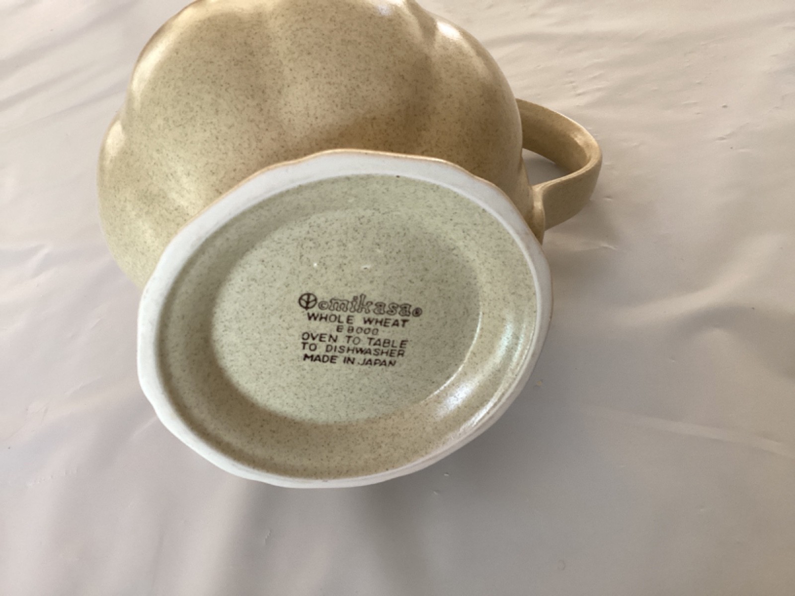 Mikasa Whole Wheat 48 oz Footed Pitcher 8.5-inch Tall Stoneware Beige and Brown