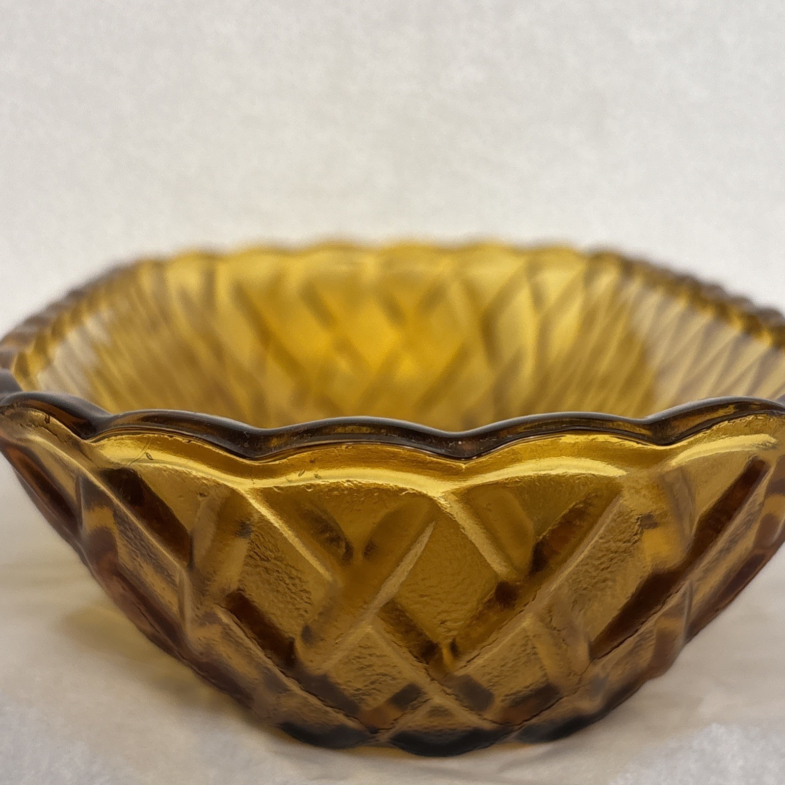 Amber Indiana Glass Oblong Celery Dish w/ raised basket weave design