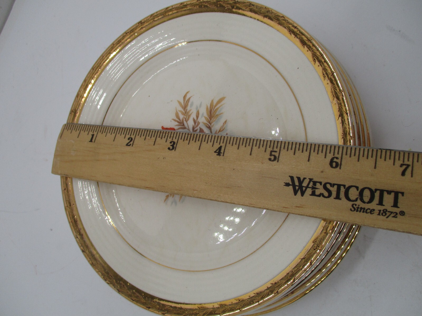 Triumph American Limoges-Vermillion Rose 6 @ 6″ Plates Sebring Ohio 22k