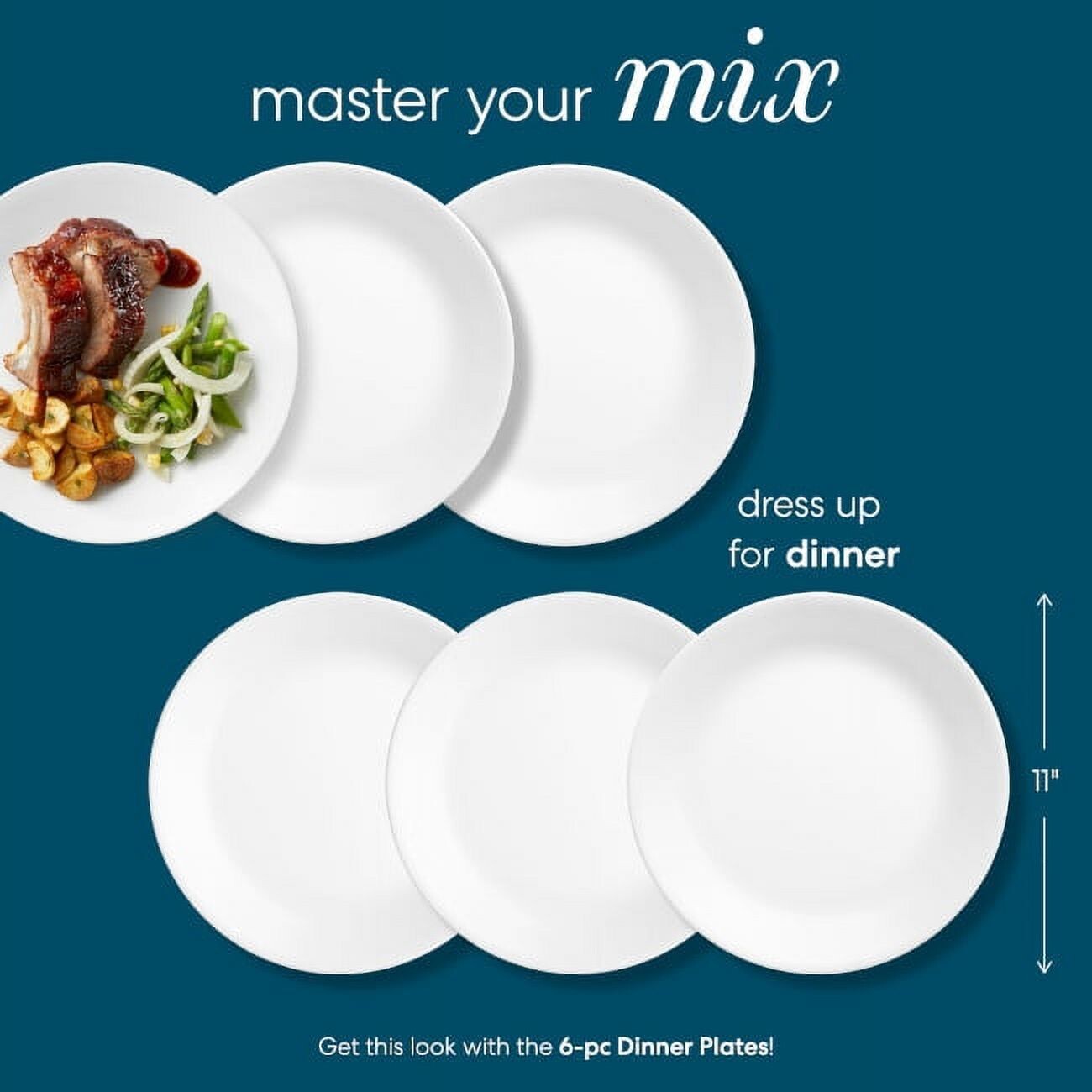 Corelle Winter Frost White 10.25″ Dinner Plate, Set of 6