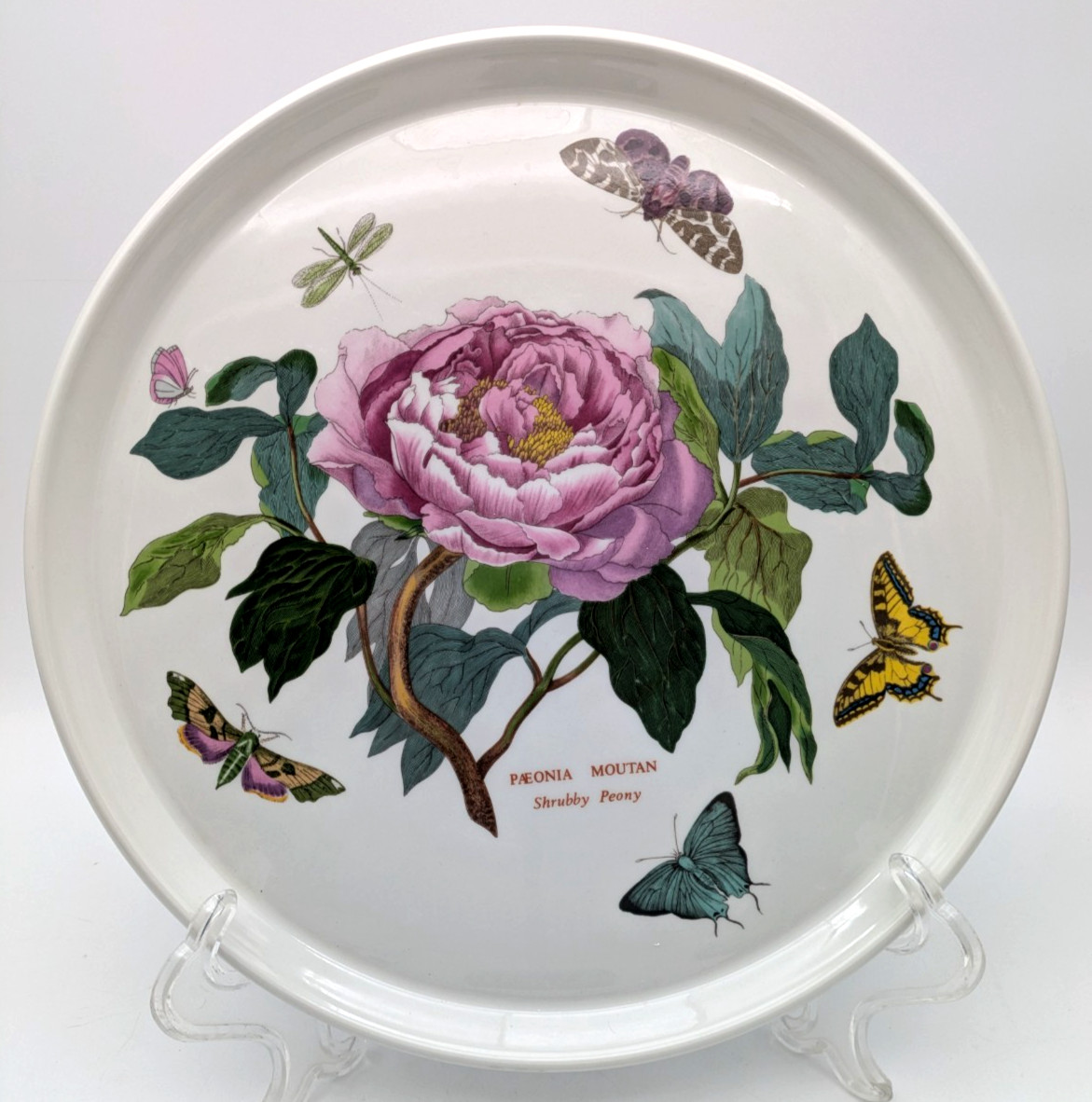 Port Meirion Cake Platter 12″ Round Botanical Garden Peony Butterflies