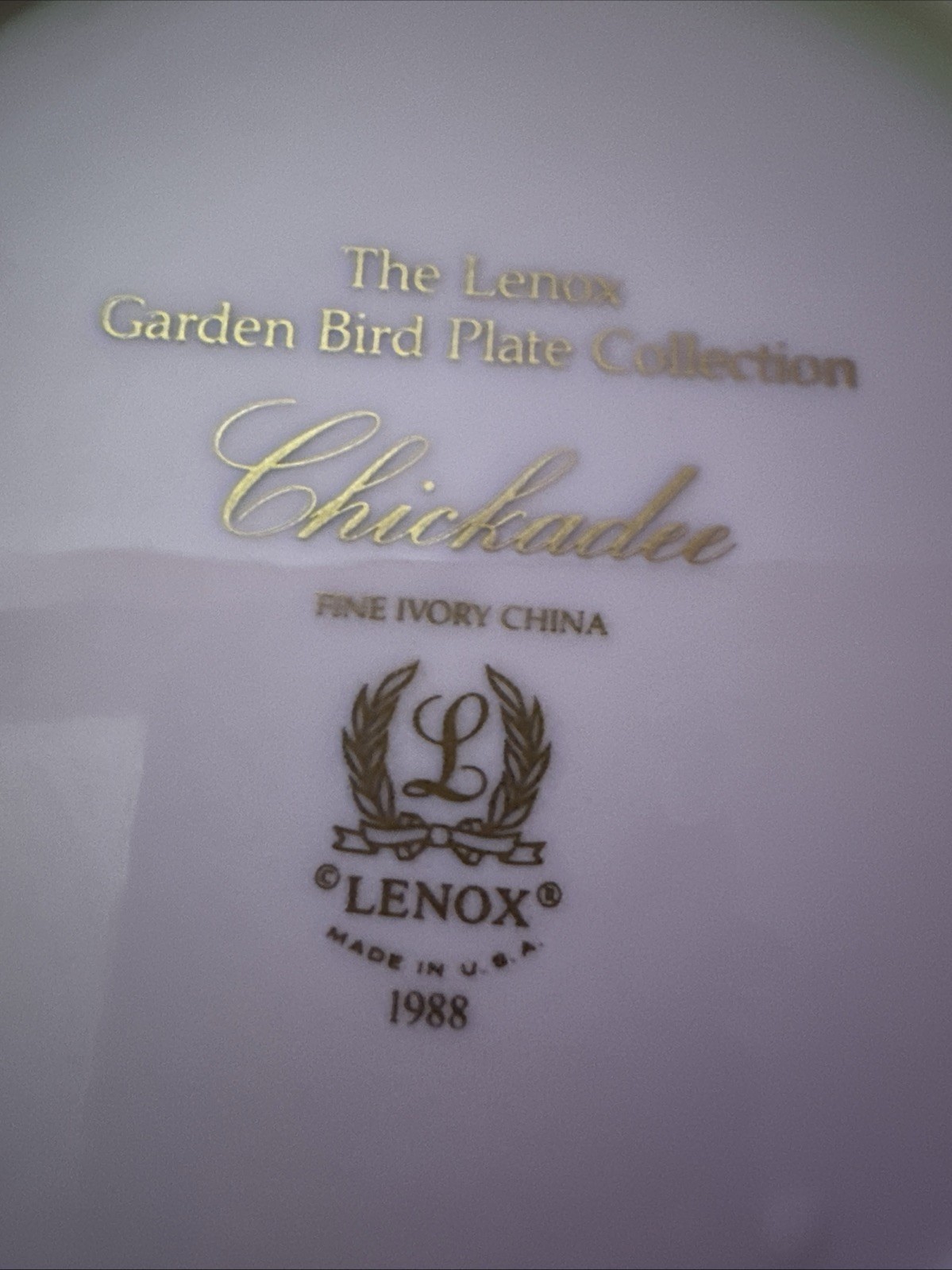 Vintage LENOX Chickadee Plate Cream Garden Bird Collection Fine China 1988 USA