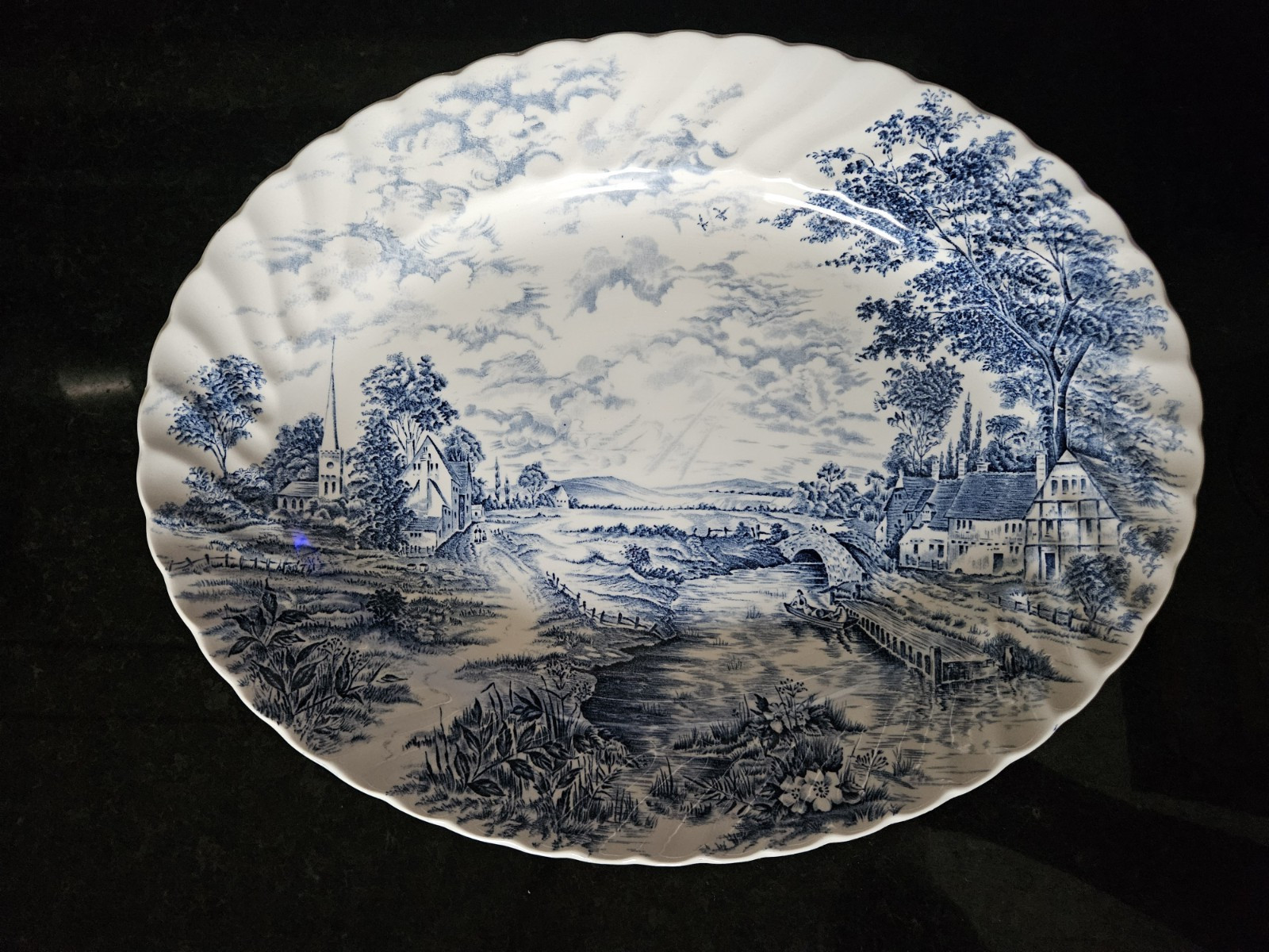 Vintage BLUEBROOK Ironstone Oval Serving Platter 14″ x 11″ Staffordshire England