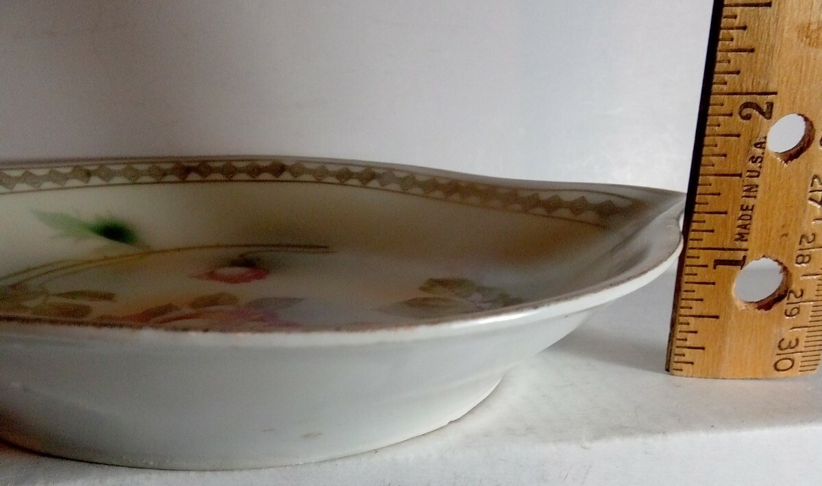 Porcelain Shallow Sauce Dish Pink Roses Germany