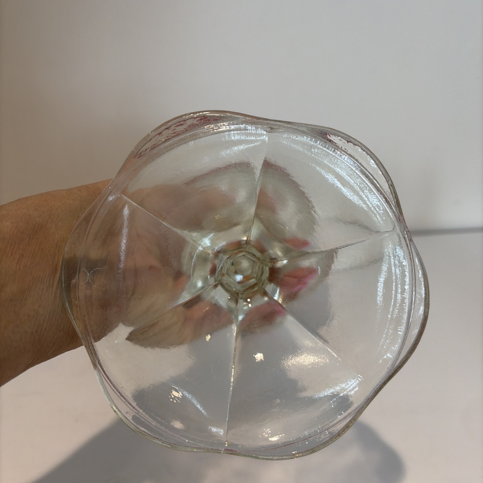 VTG Indiana Glass Diamond Point Ruby Band Covered Candy Dish Chalice 15.5″ Tall