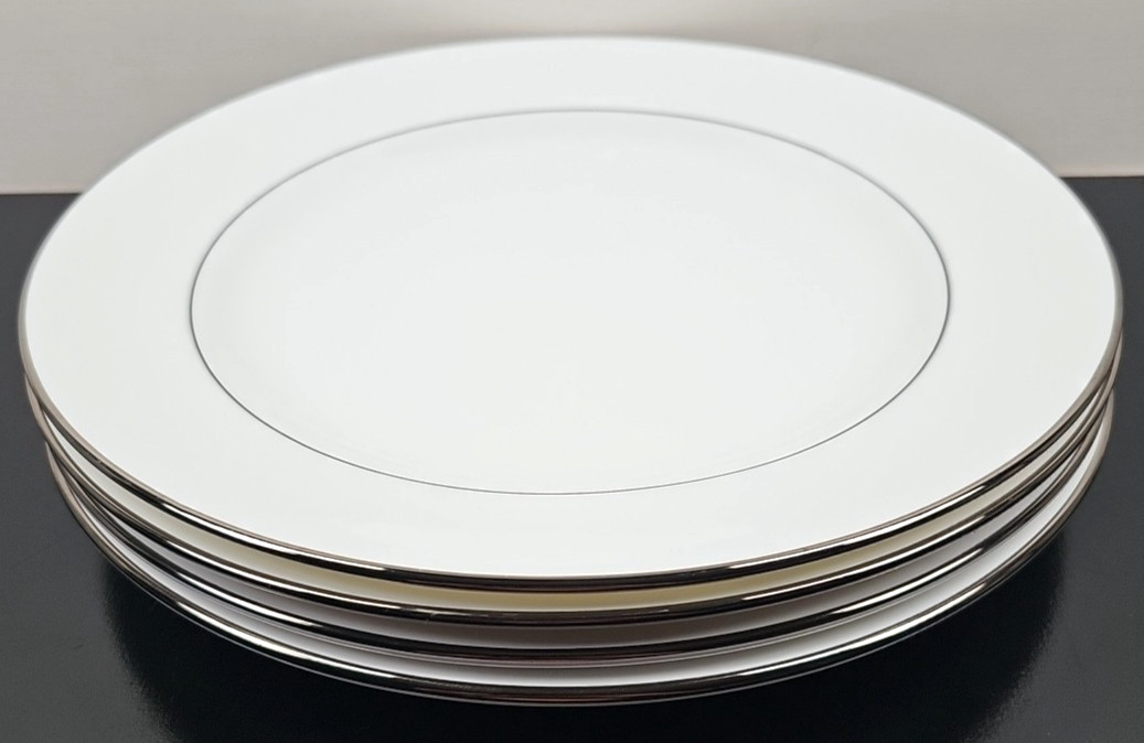 4 Lenox Continental Dining Platinum Dinner Plates Set Elegant Serving Dishes Lot
