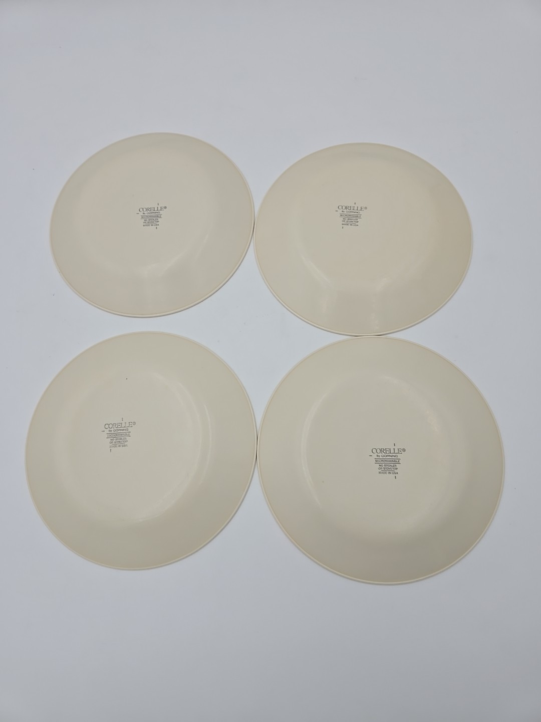 Corelle Hometown Red Hearts and House Blue Flowers Four Piece Bread Plates USED