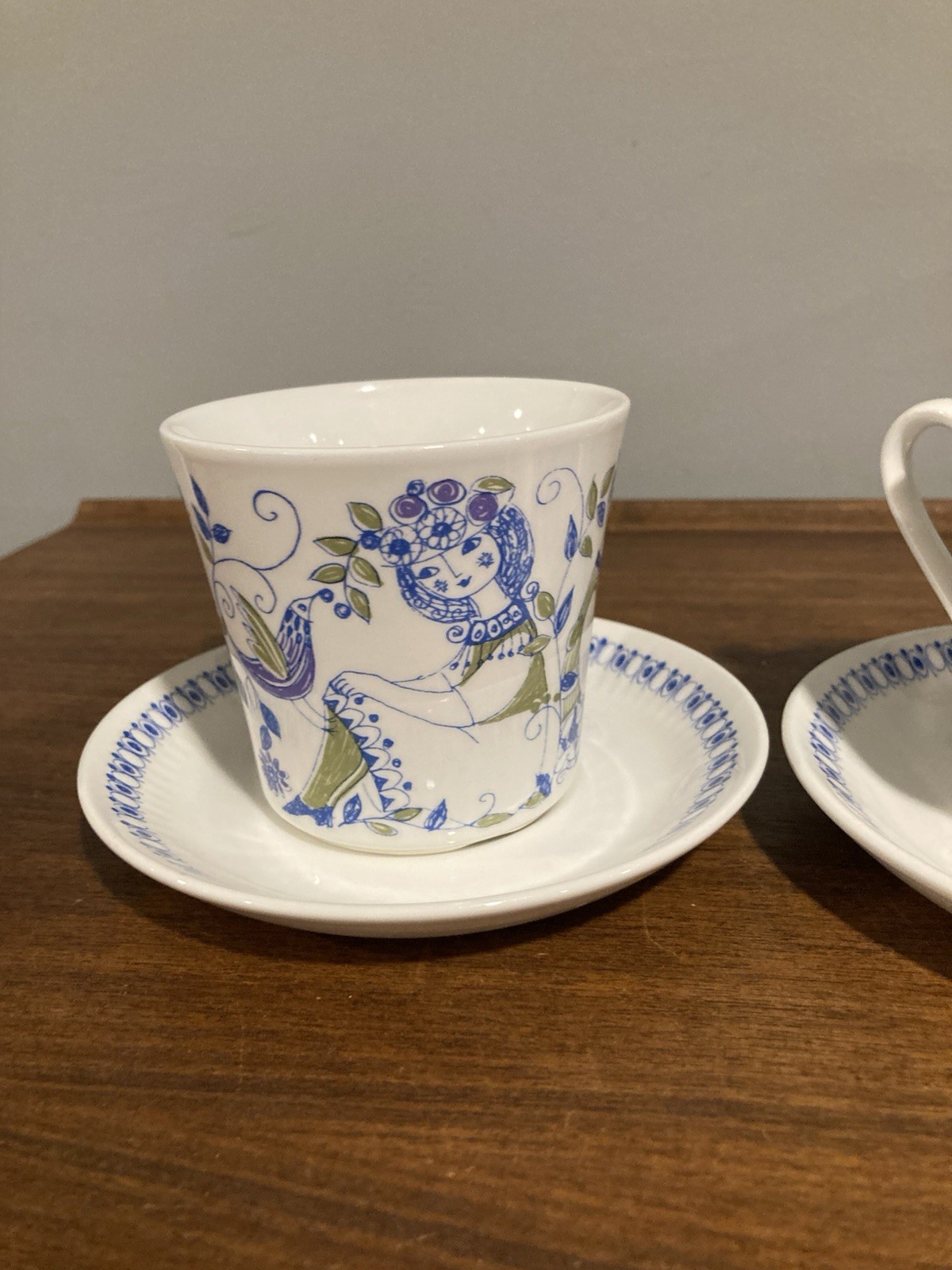 Vtg Figgjo Flint Lotte Pattern Tea Cup and Saucer Norway by Turi Set Of 2