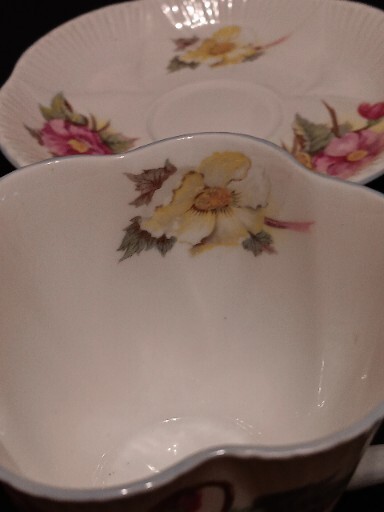 Cup and Saucer SHELLEY, ENGLAND: BEGONIA BONE CHINA 2 piece cup and saucer set
