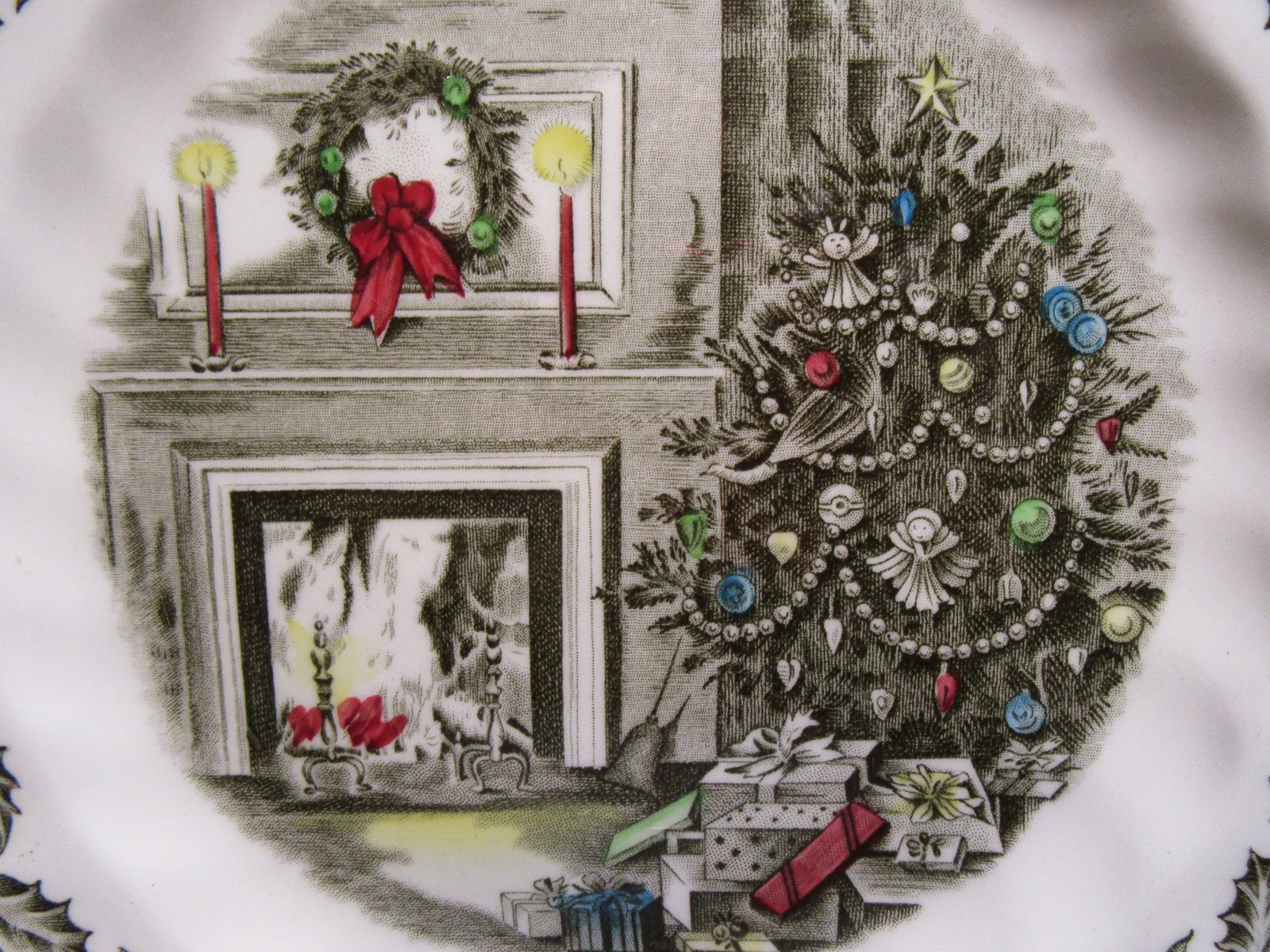 Vintage Johnson Bros Merry Christmas Ironstone Square Salad Plate 7.75”