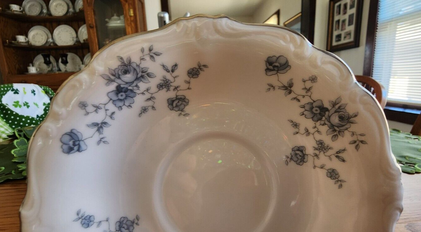 Blue Garland Cup Saucer Set Johann Haviland Porcelain White Blue Platinum !