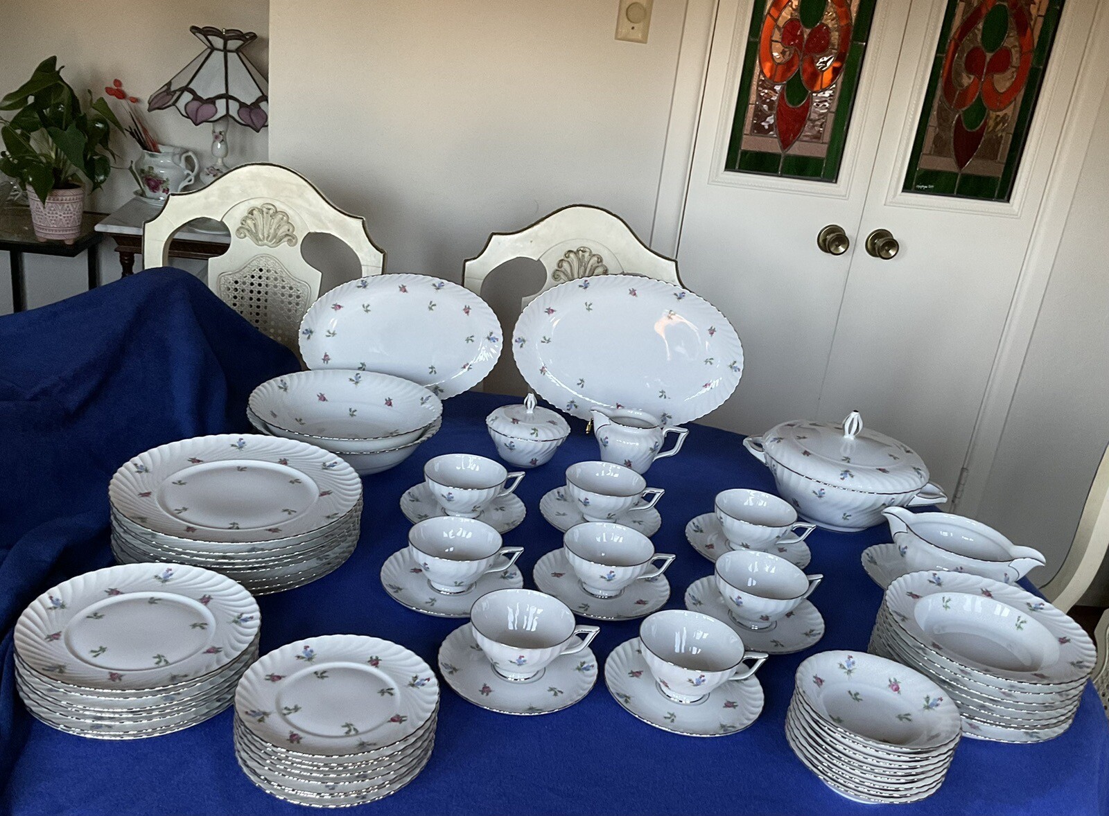 Royal Tettau 1794 Germany “Dresden Flowers” 7 Pieces, 8 Place Setting + Serving