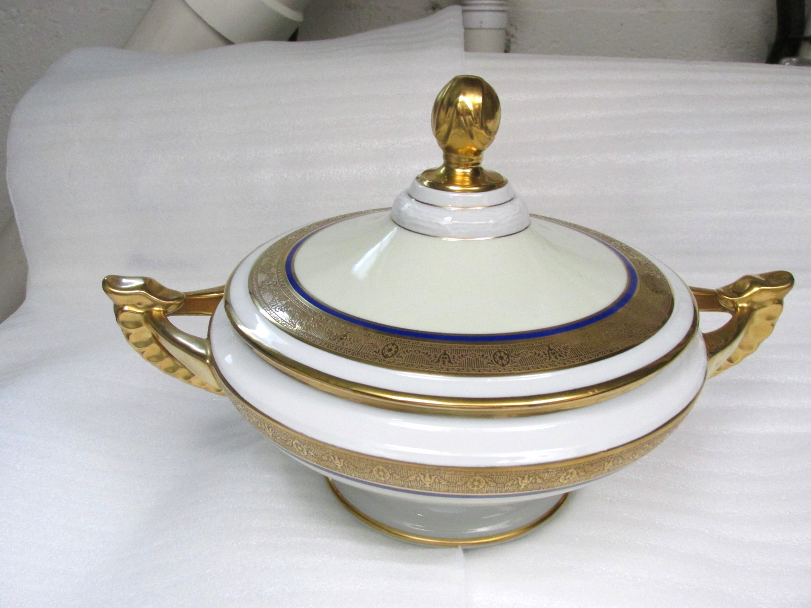 J. S. Maier & Co. Gold & Cobalt Blue Covered Serving Dish