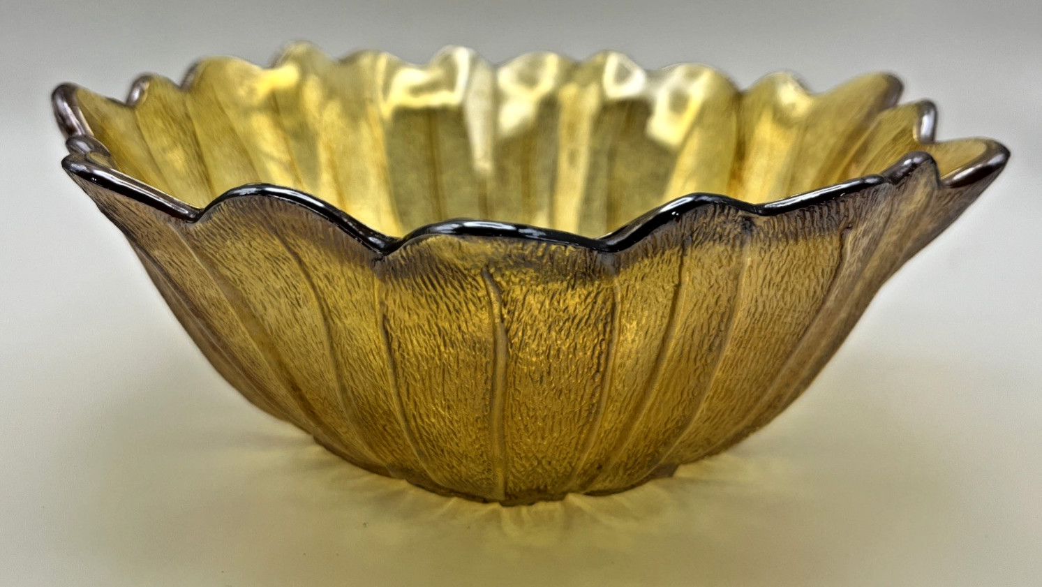 Indiana Iridescent Carnival Glass Bowl set of 2 VTG Sunflower Marigold Amber 7″