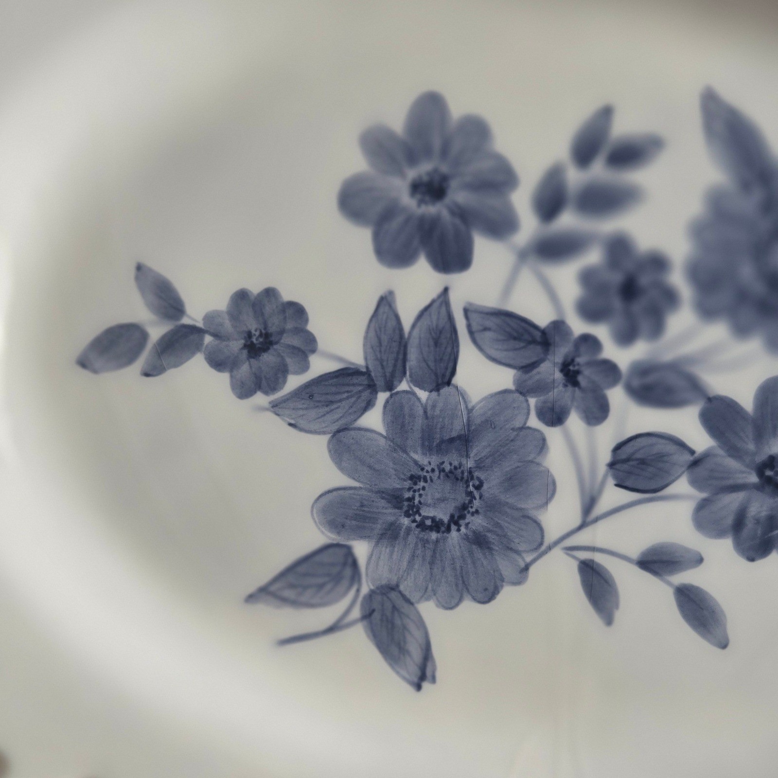 Vintage Blue Floral Cottagecore French Country Serving Plate Wall Decor Set