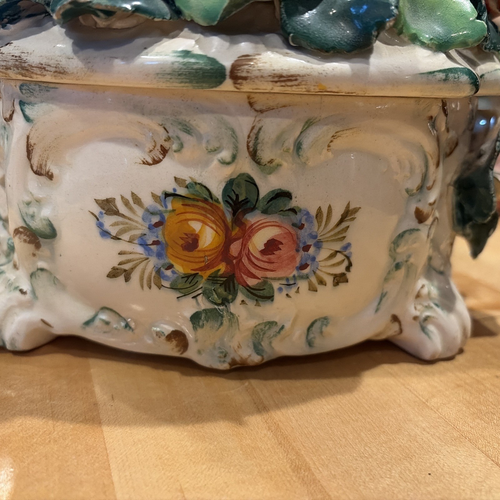 Vintage Capodimonte Porcelain Footed Floral Centerpiece
