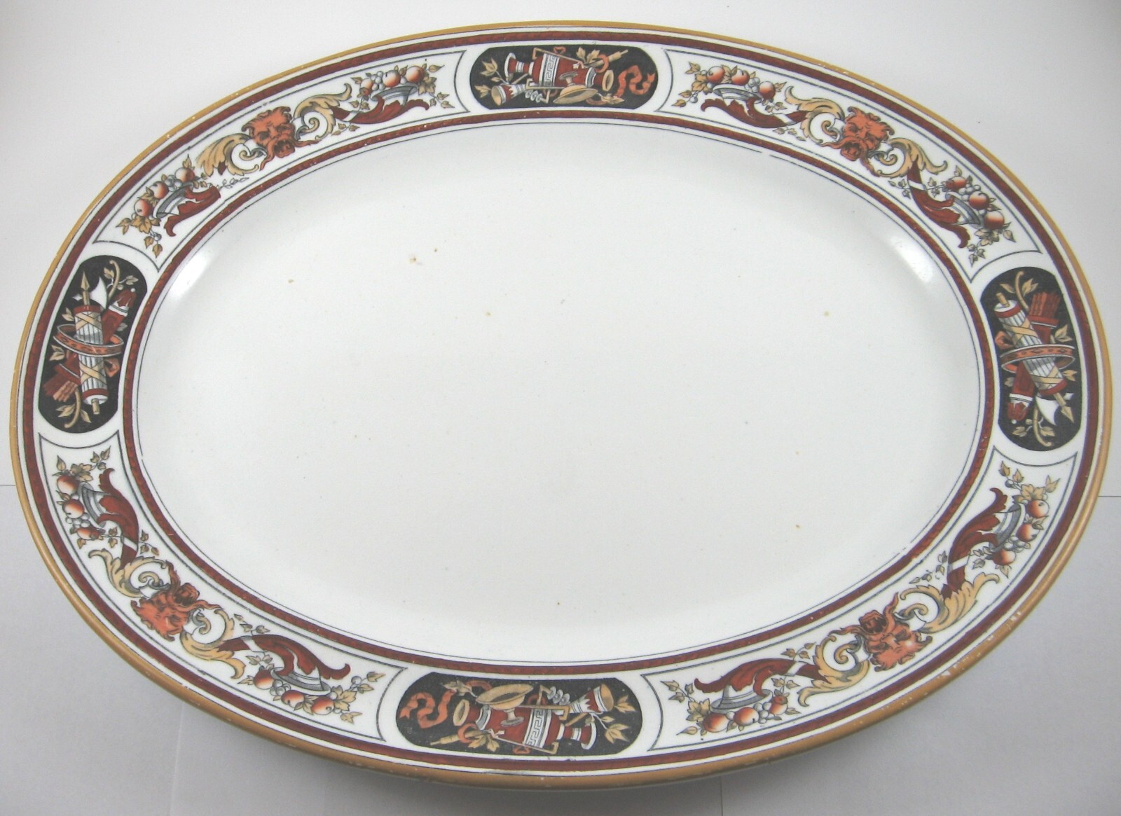 ANTIQUE 1867 MINTON & CO OVAL 15.5″ PLATTER ENGLAND REGISTRY MARK TROPHY PATTERN