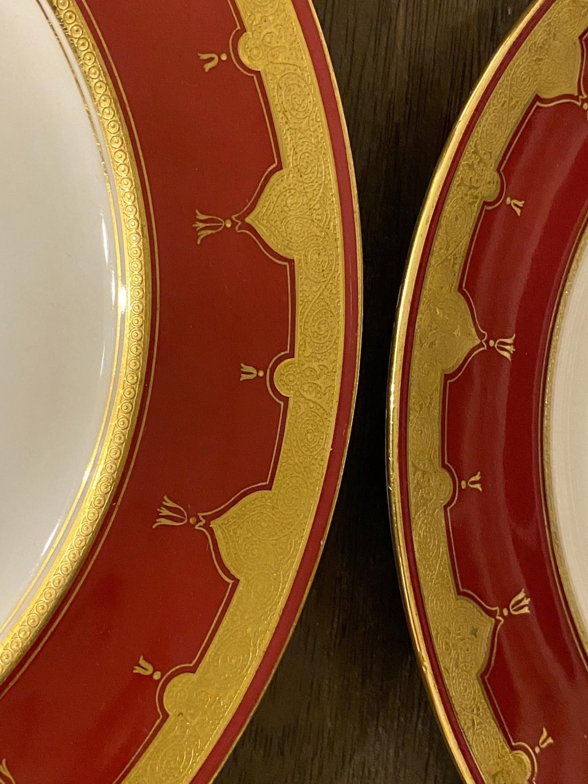 Antique MINTON Set Of 9 Dinner Plates G9561 Red Gold 10.25” Rare Museum Quality