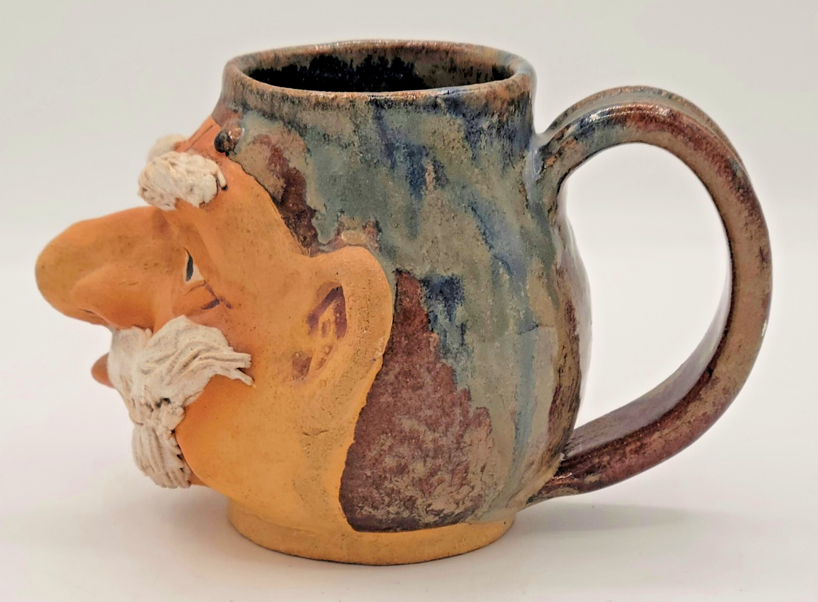Stoneware Funny Ugly Face Old Man HANDMADE 3D MUG Pottery Art Anthropomorphic