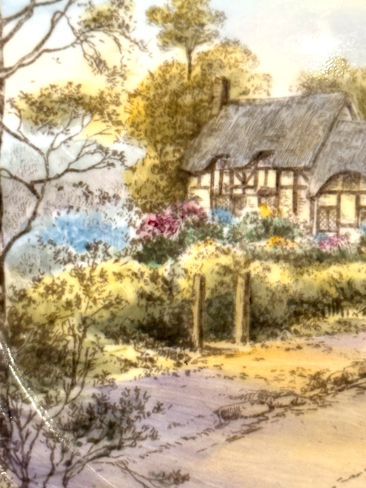 Pristine 1952 Royal Worcester Anne Hathaway Cottage Plate Signed J. Smith 10.5″
