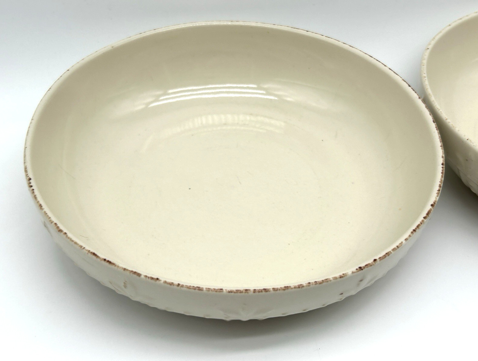 SIGNATURE 7.75″ Stoneware Pasta Bowls SORRENTO Ivory DEBBY SEGURA Set of 2