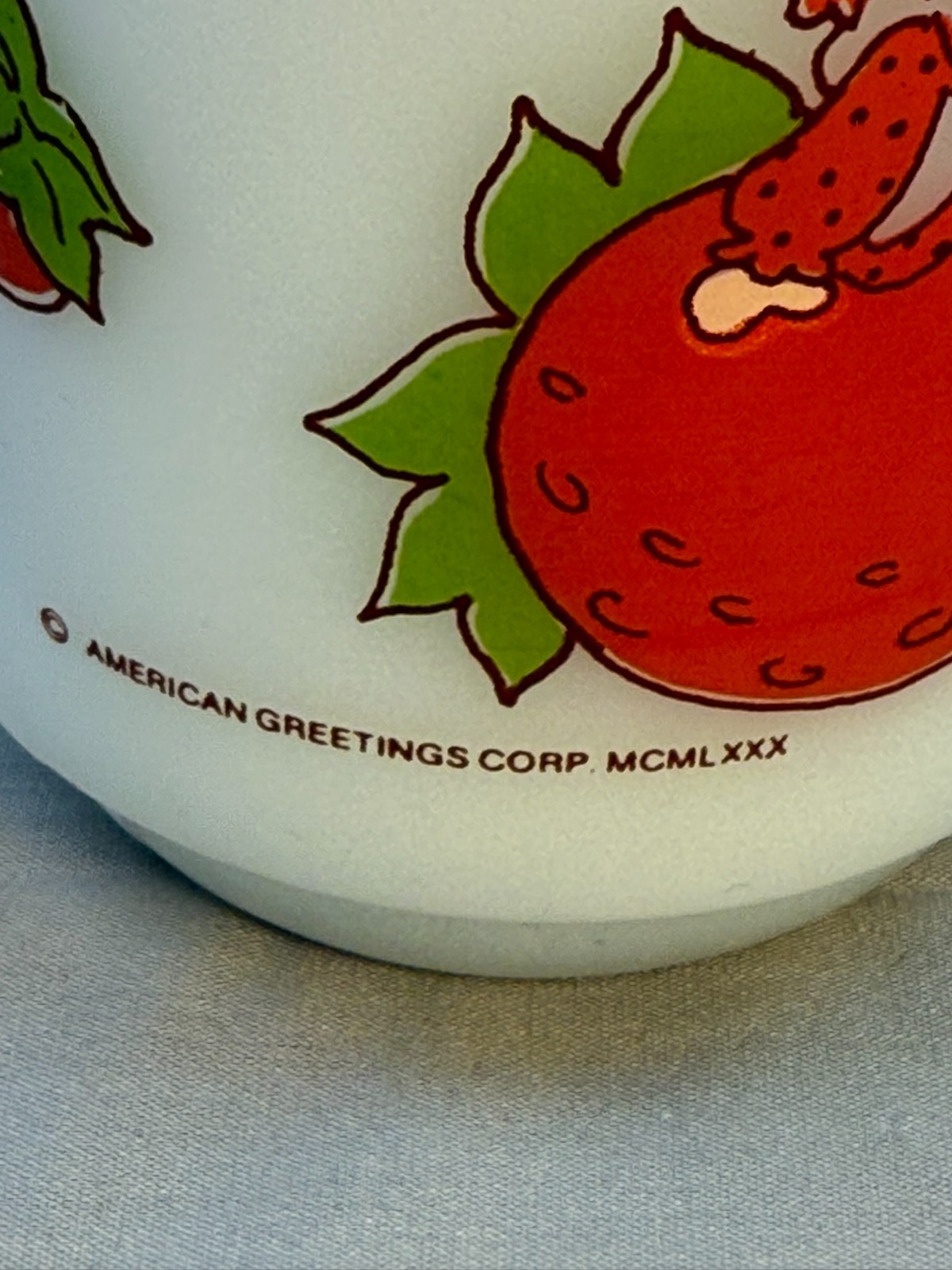 1980 Strawberry Shortcake Fire King Mug Anchor Hocking Milk Glass