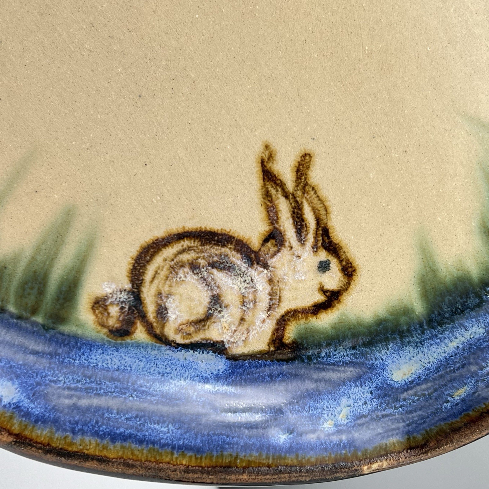 Janet Resnik HUGE 15.25″ LAZY SUSAN PLATTER Country Animals STUDIO ART POTTERY