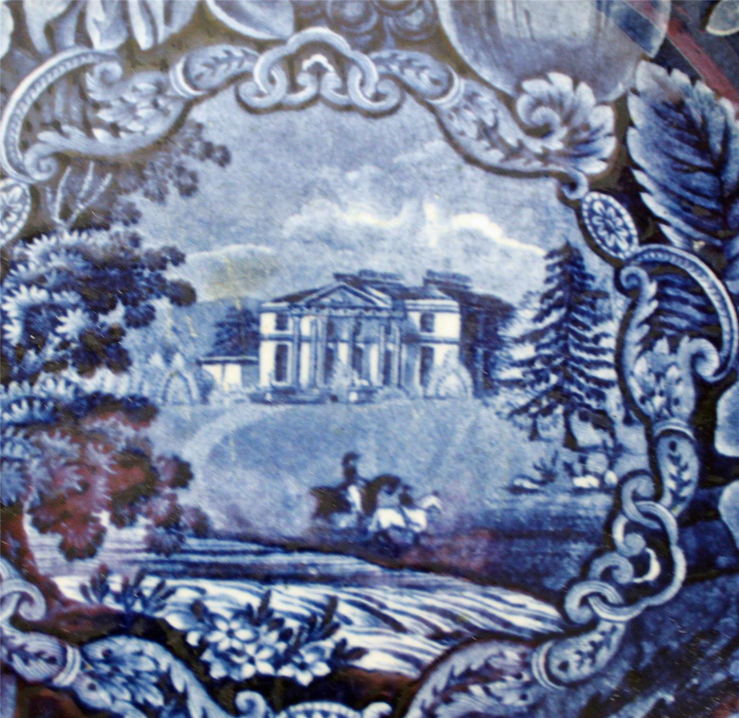 Pains Hill, Surrey, English Historical Blue Plate by Ralph Hall, c. 1825, 9.75″