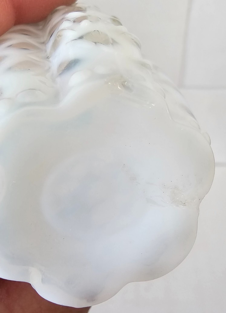EAPG Victorian Glass Salt Pepper Shaker Opalescent White Ribbed Lattice