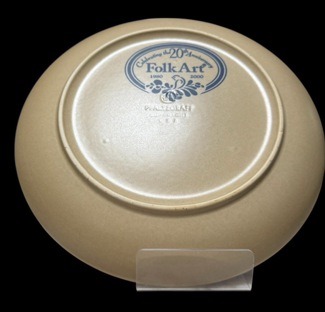 RARE Vintage Pfaltzgraff Folk Art 20th Anniversary Dinner Plate 10″ Blue Beige