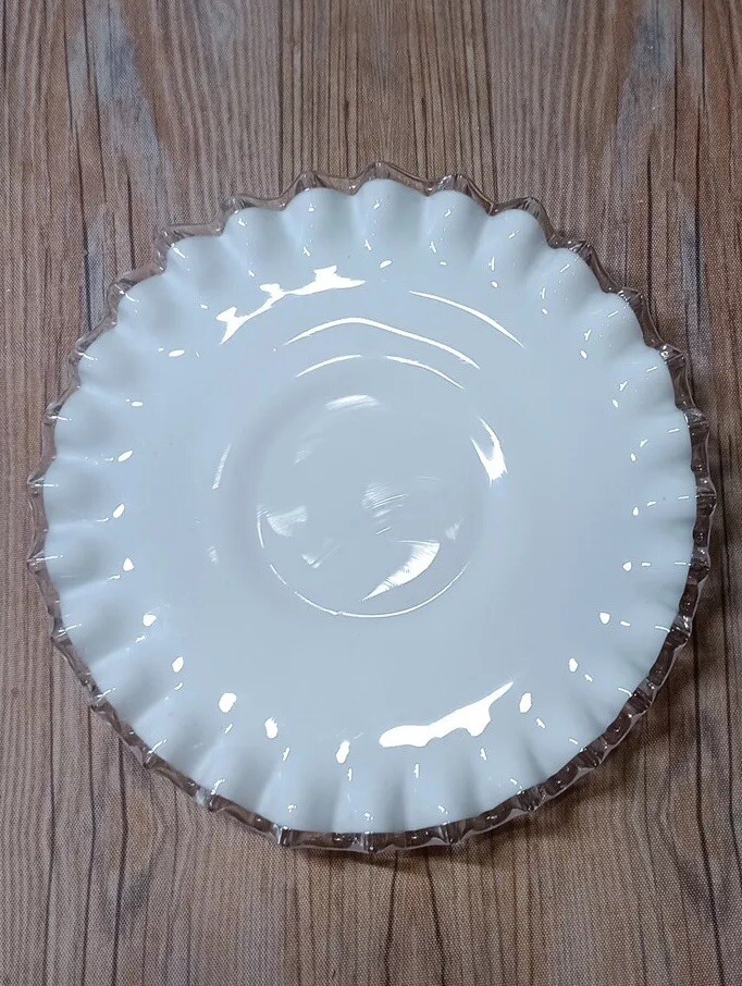 Vintage Fenton Silver Crest Milk Glass Mayonnaise Bowl With Saucer