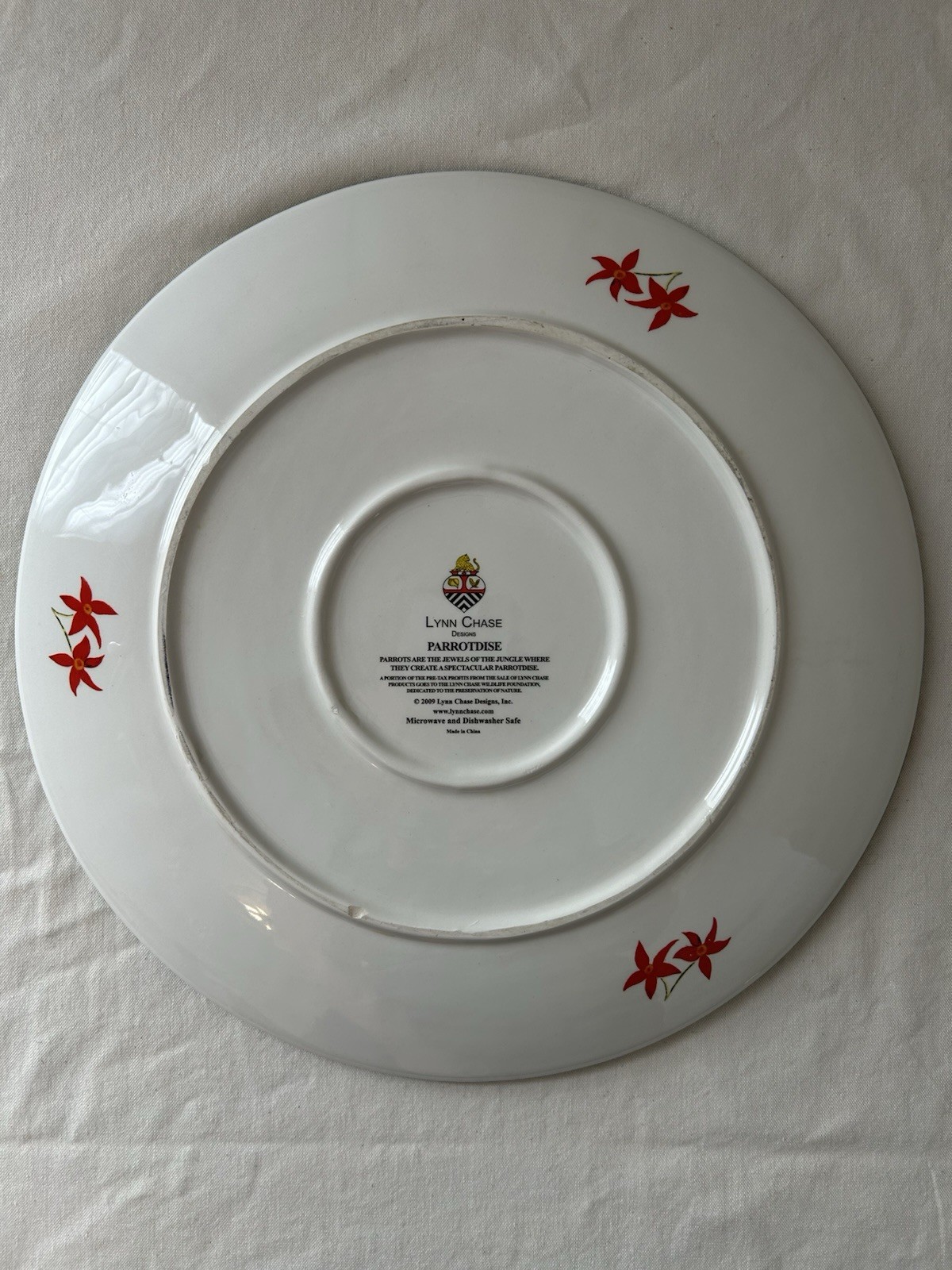 Lynn Chase Parrotdise 2010 Dinner Platter Plate around 11 3/4 inches
