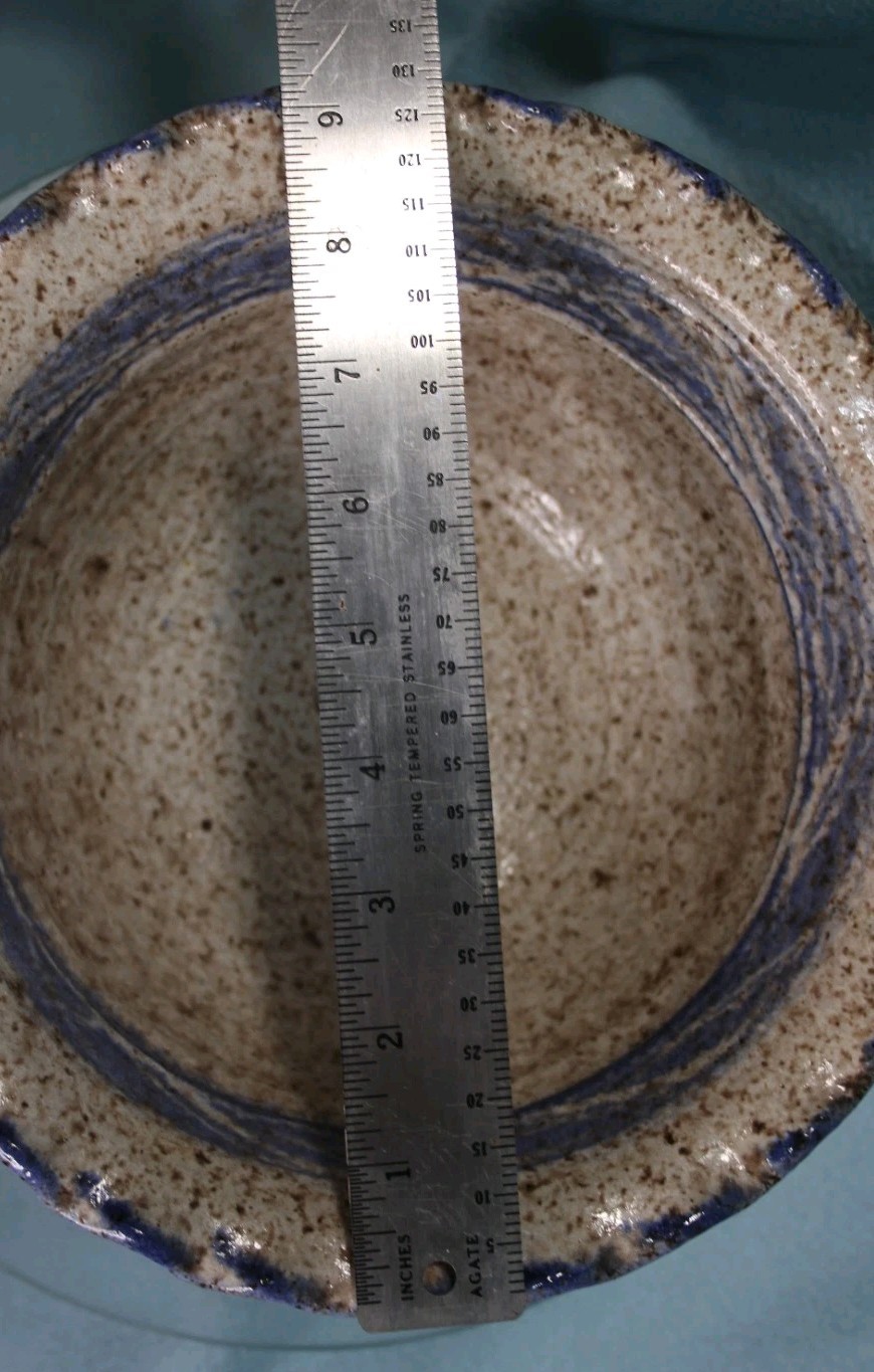 Vintage Studio Art Pottery Salt Glaze Stoneware Bowl Signed Blue Cobalt 9in