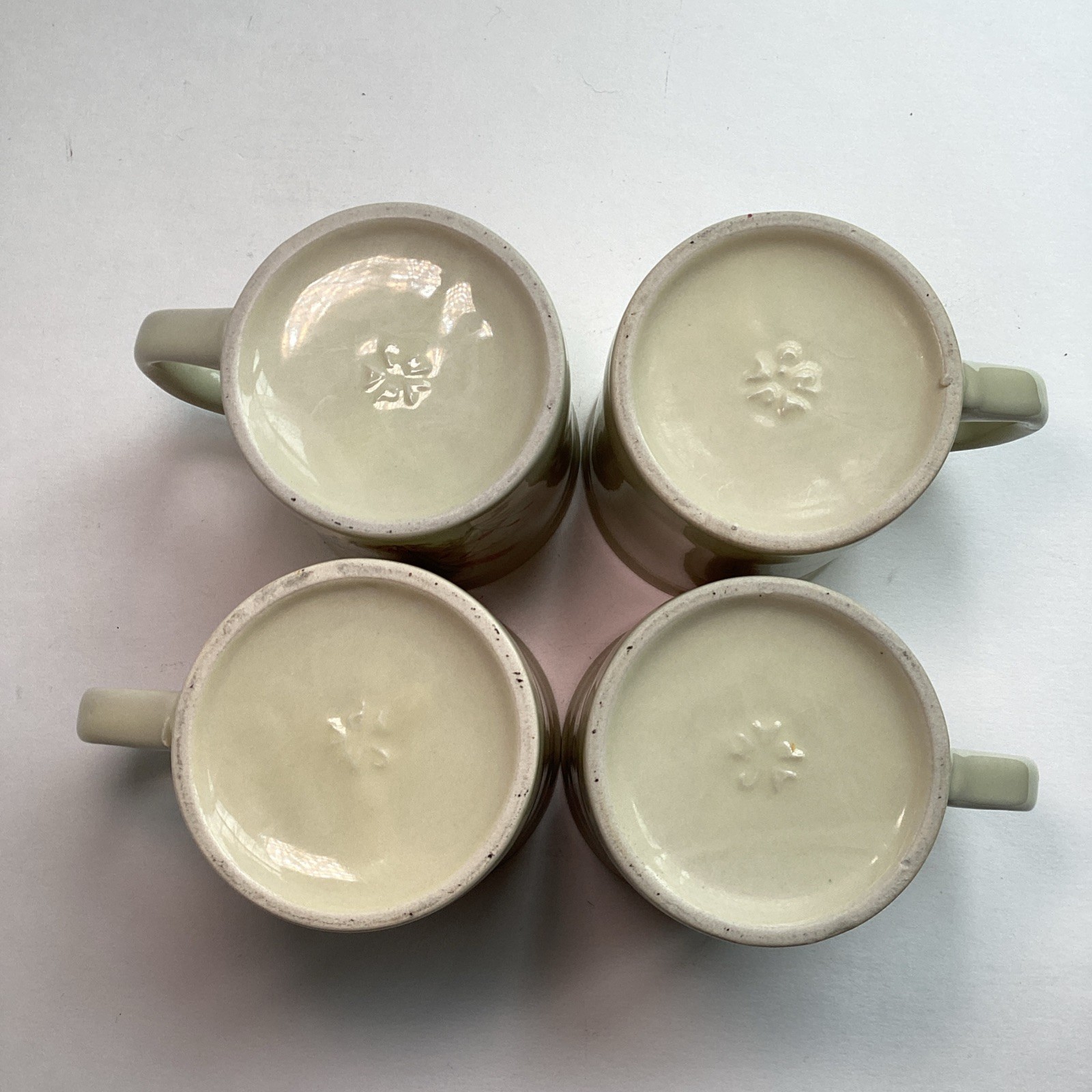 Vintage Japan Stoneware Wildflower Wheat Mugs Set Of 4 Ivory Coffee Cups Floral