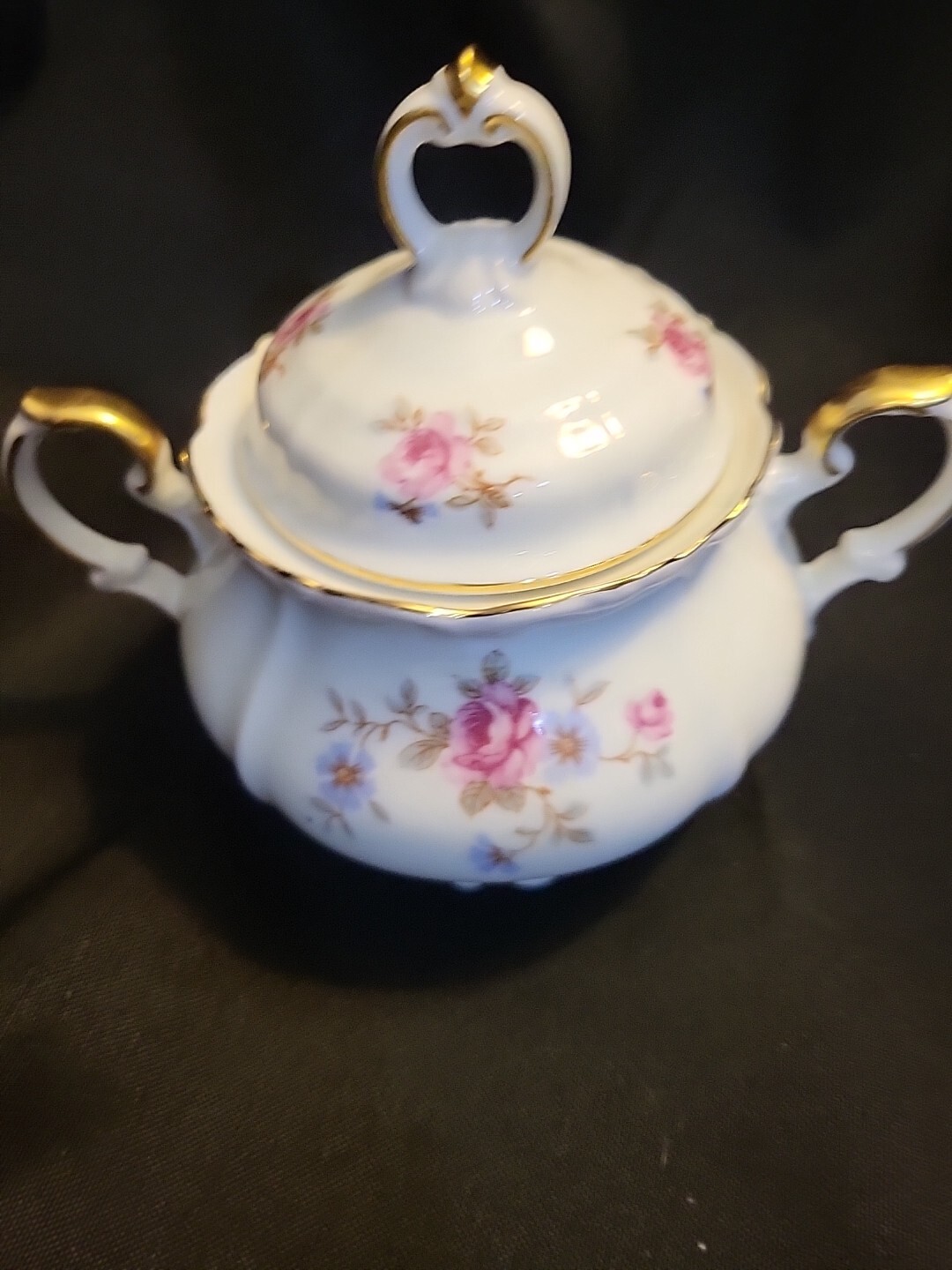 Vintage Edelstein Bavaria Maria Theresa Gacfield 20920 Gold Trimmed Sugar Dish