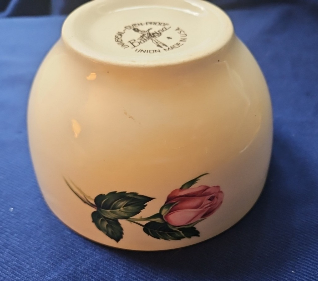 Ballerina Pink Rose Cranberry Bowl Universal Potteries 1950-1959 USA China