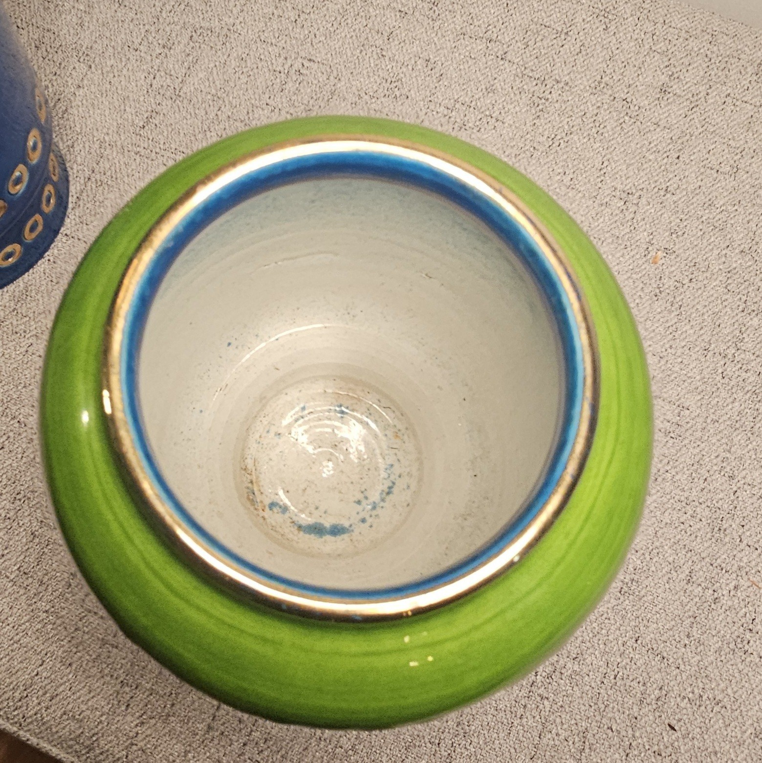 Aldo Londi Bitossi Blue Lime-Green Gold Vintage 2 Vases.