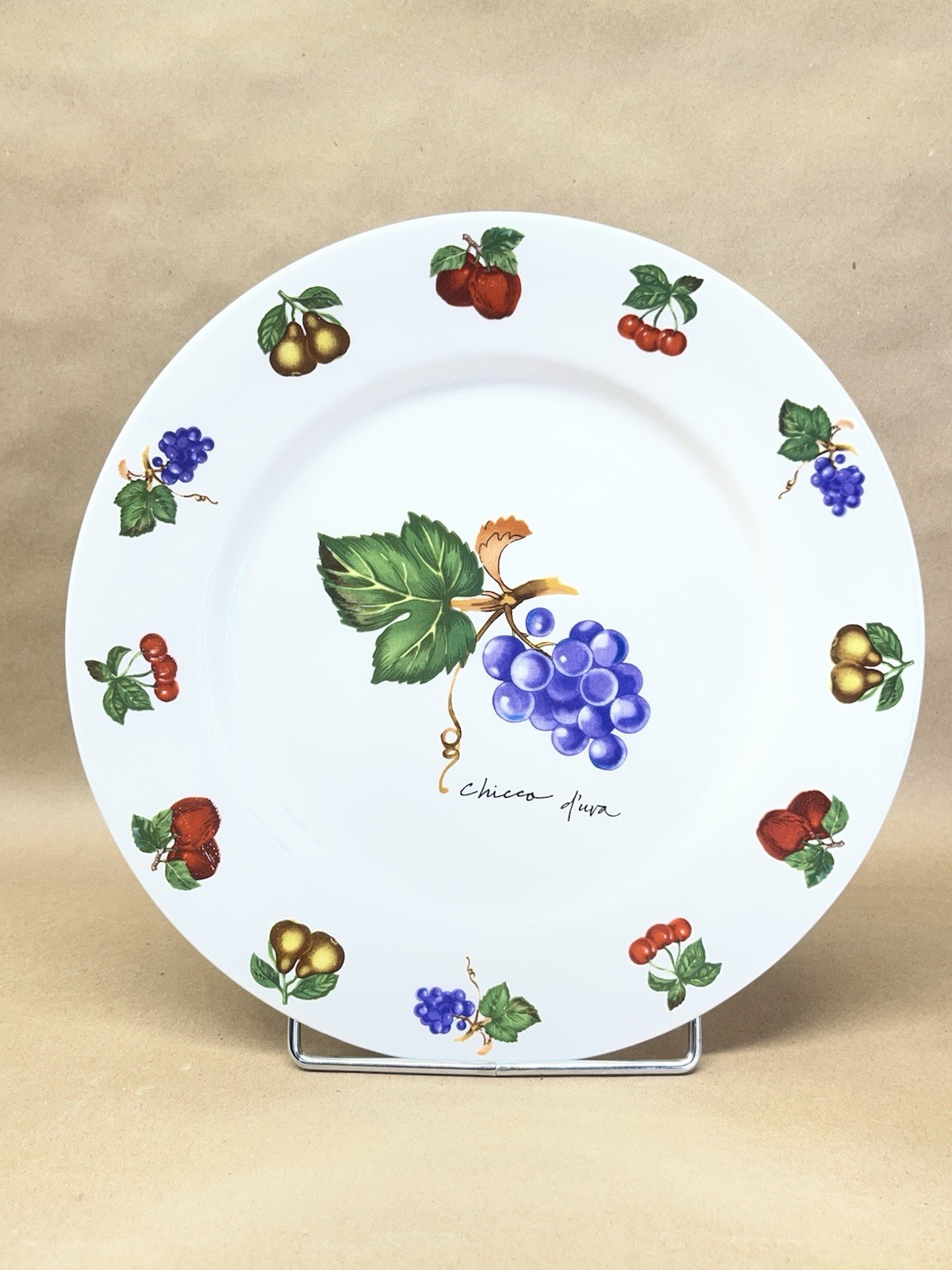 Delicious Tabletops Dinner Plate 10 3/4” PURPLE GRAPES Fruit Border Apples, Pear