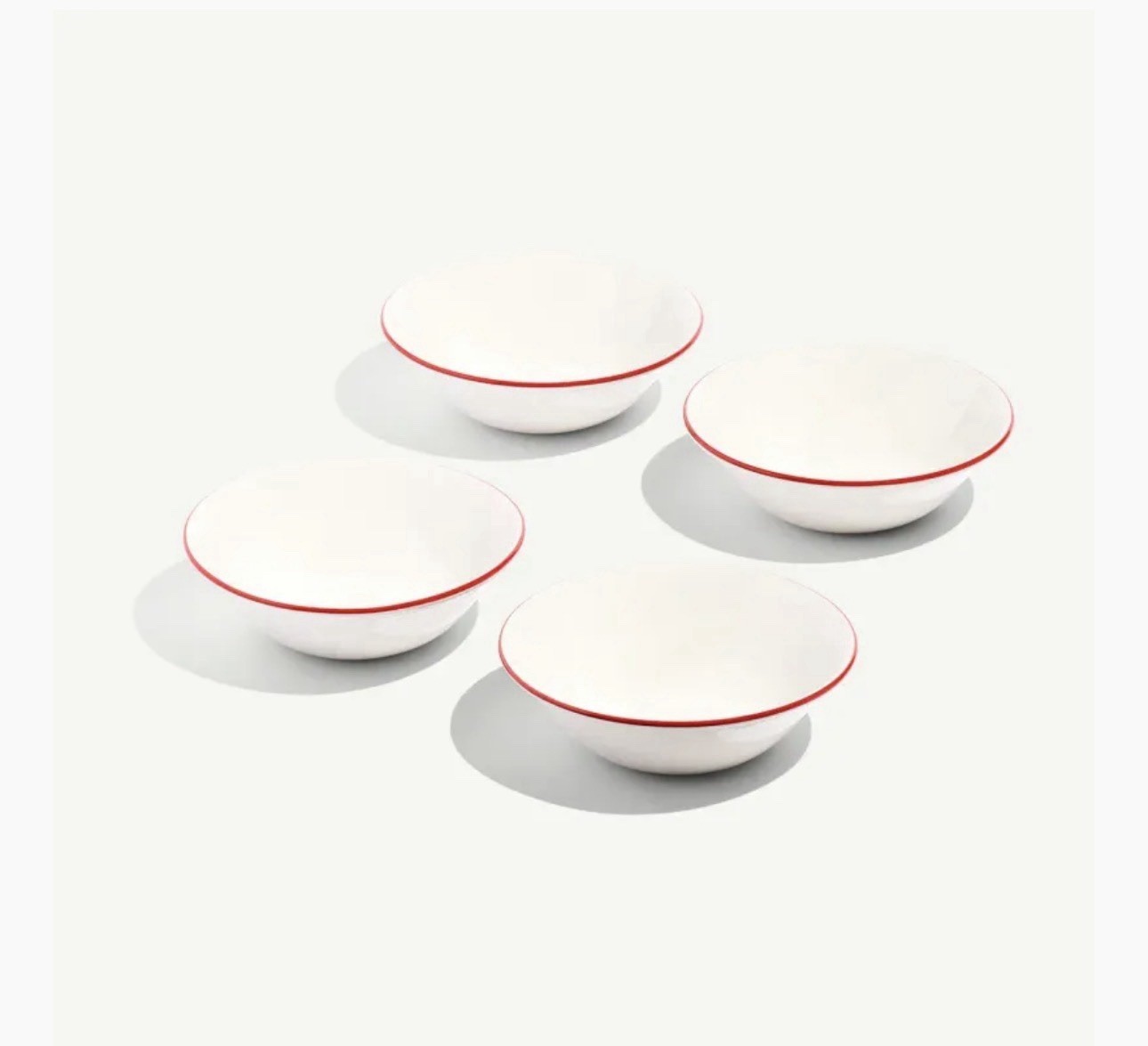 Made In Cookware- Set Of 4 -6.5″ Side Bowl – Red Rim S/4